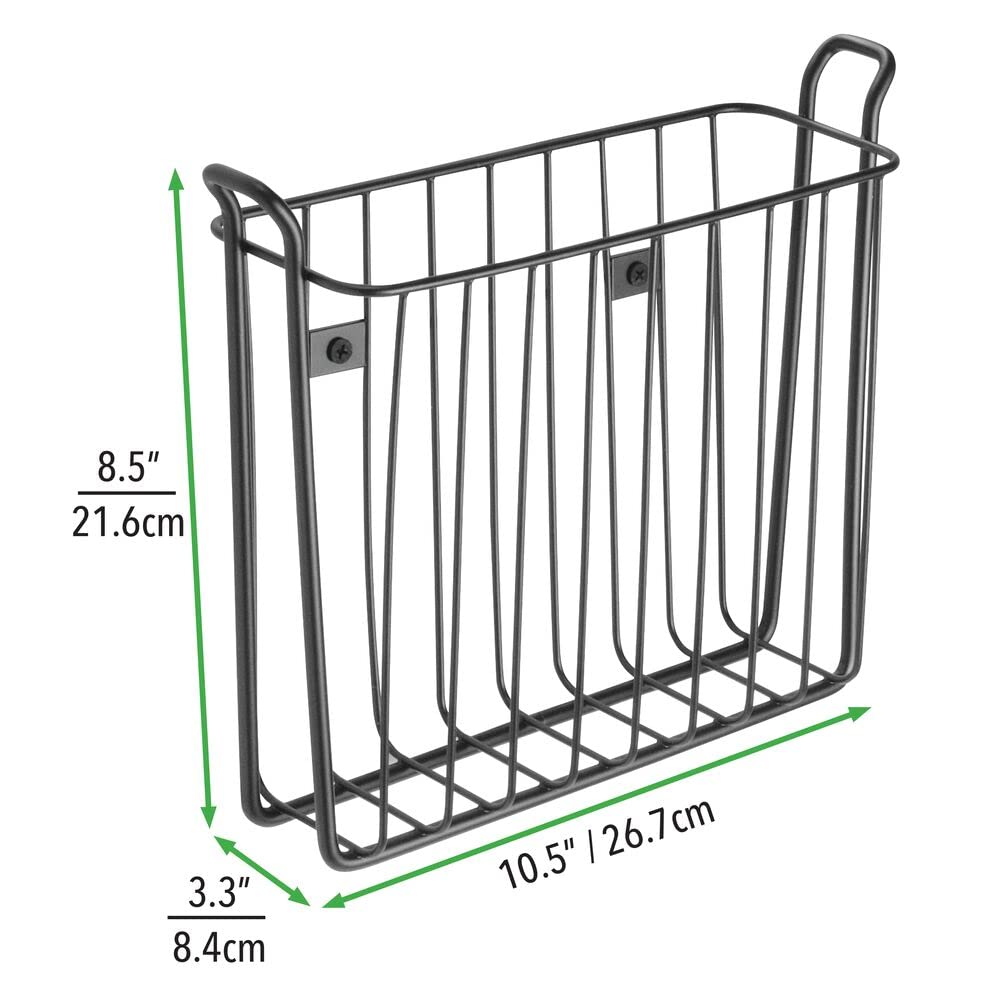 mDesign Metal Wall Mount Decorative Magazine Rack Organizer Bin Holder, Basket for Living Room