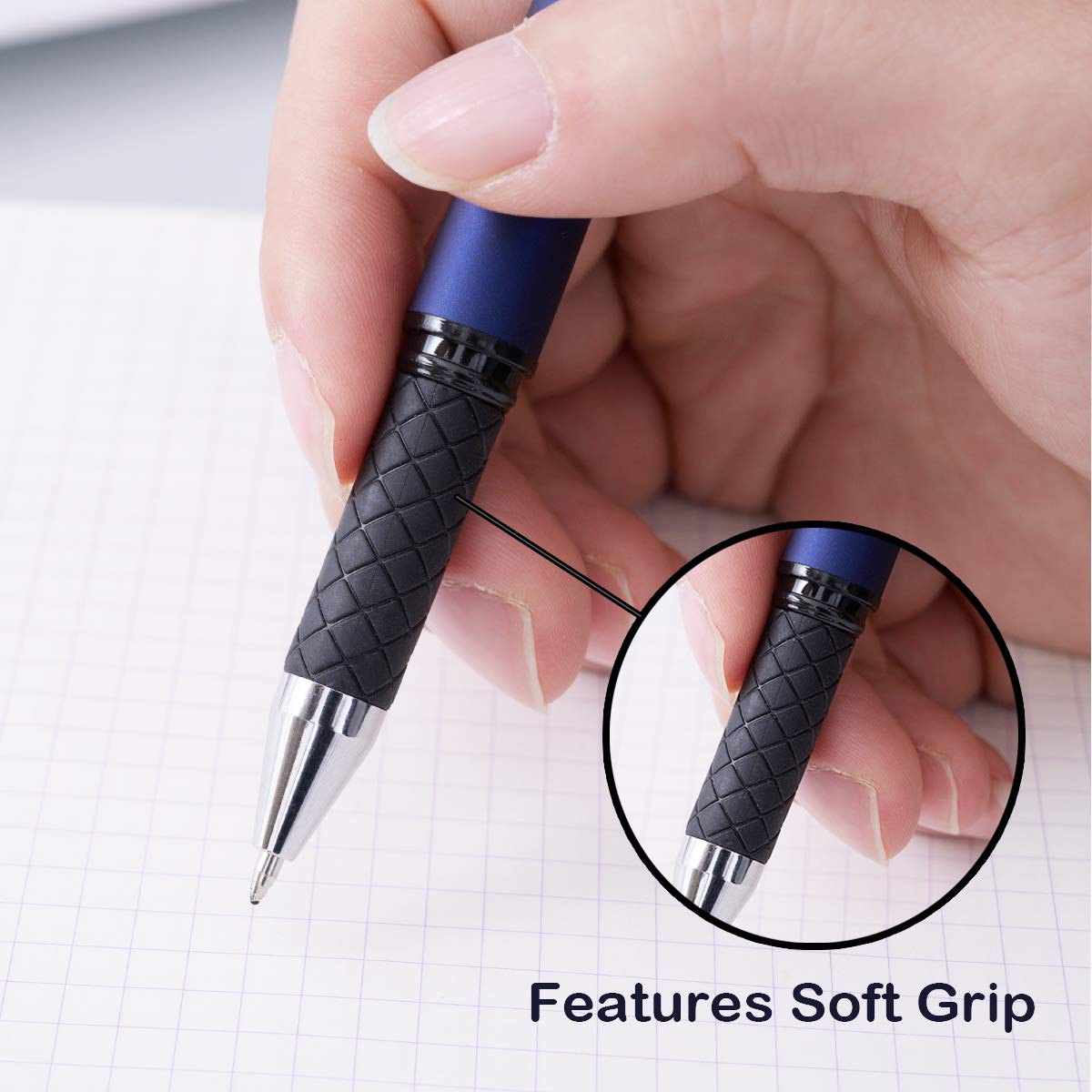 MiSiBao 0.7mm Black Ink Gel Ink Rollerball Pens 2 in 1 Medium Point Pens with Stylus Work Pen