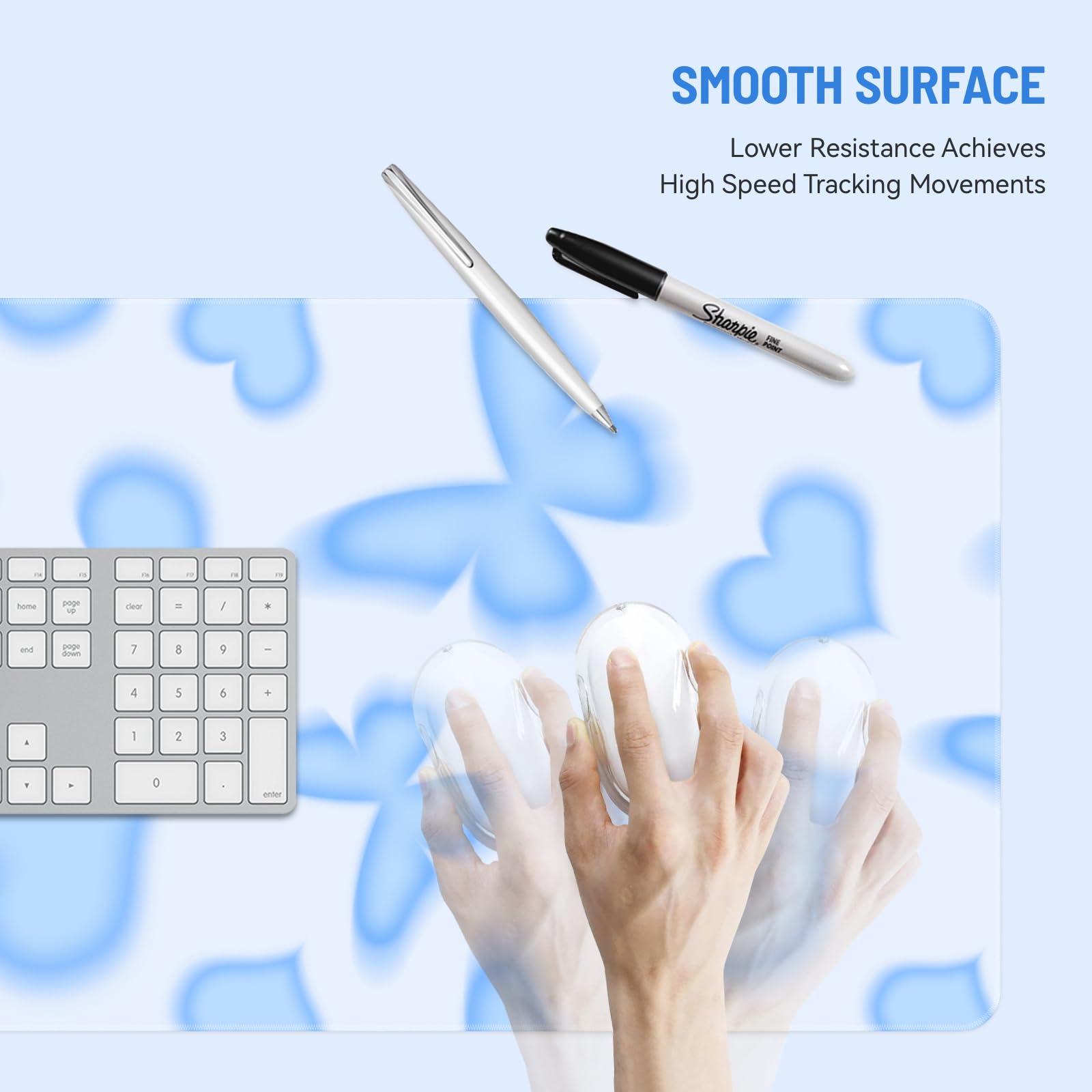 Stanoha Cute Desk Mat for Keyboard Desktop Extra Large Mouse Pad, Butterfly