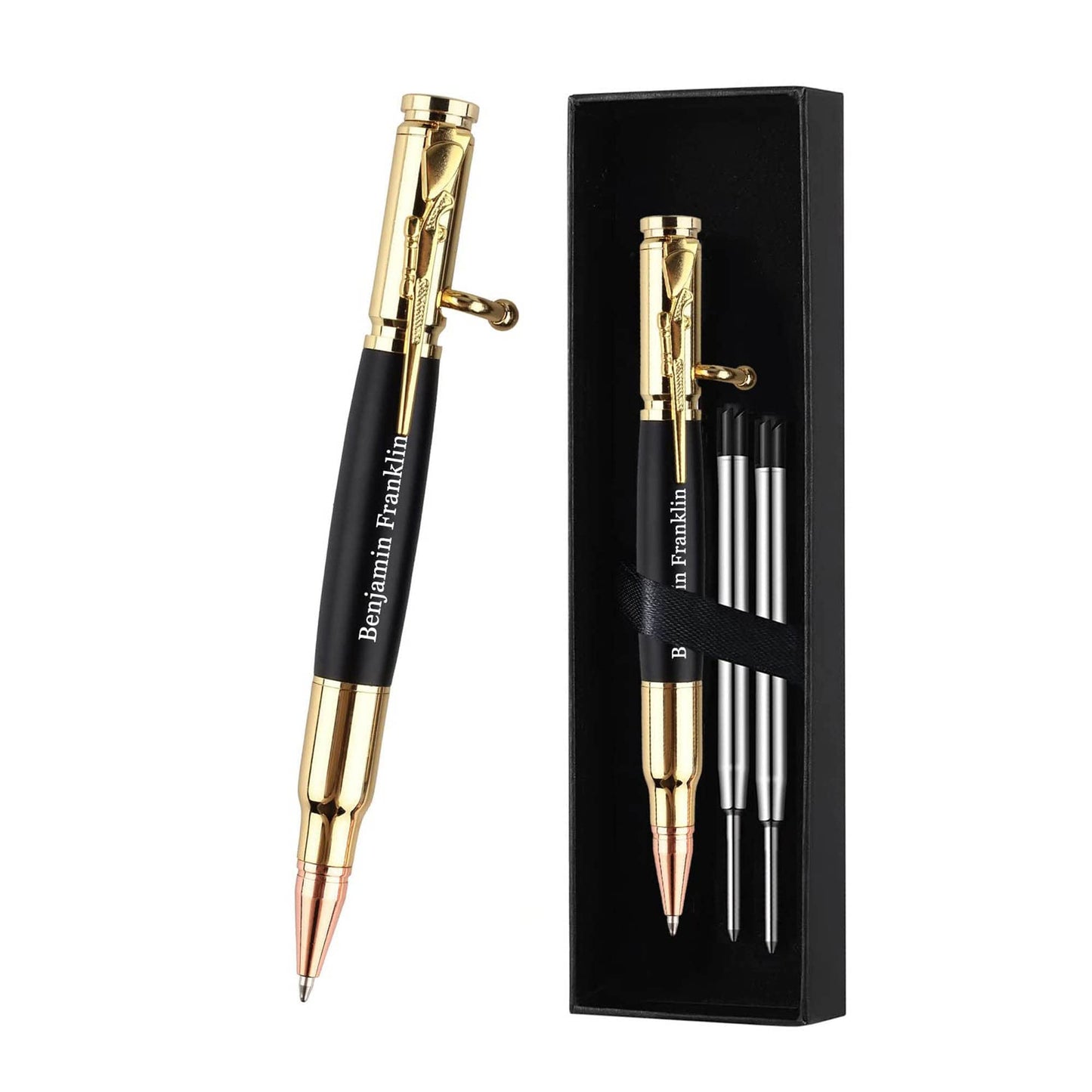 Blireana Personalized Bolt Action Pen Gift Set,Free Engraved Metal Ballpoint Pen with 2