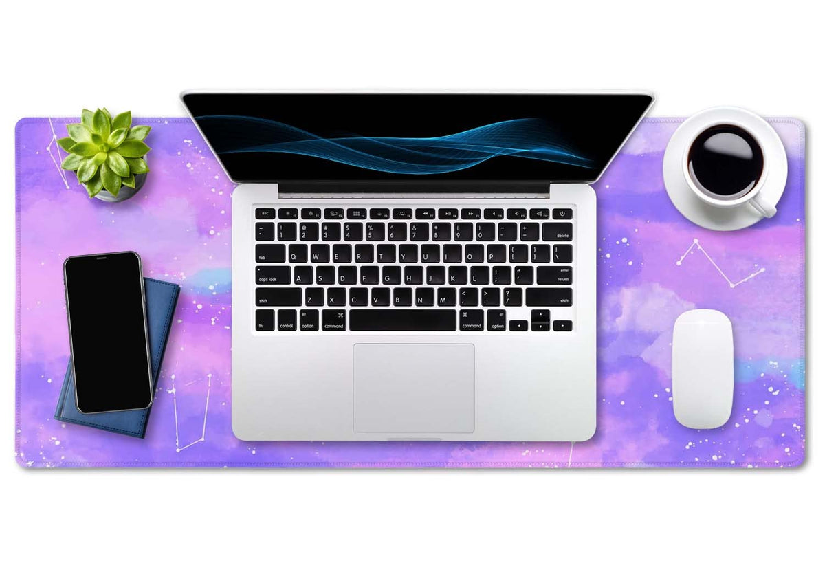 SSOIU Pink Pastel Desk Mat, Gorgeous Starry Sky Desk Pad, Cute Large Gaming Mousepad, Gamer Girl