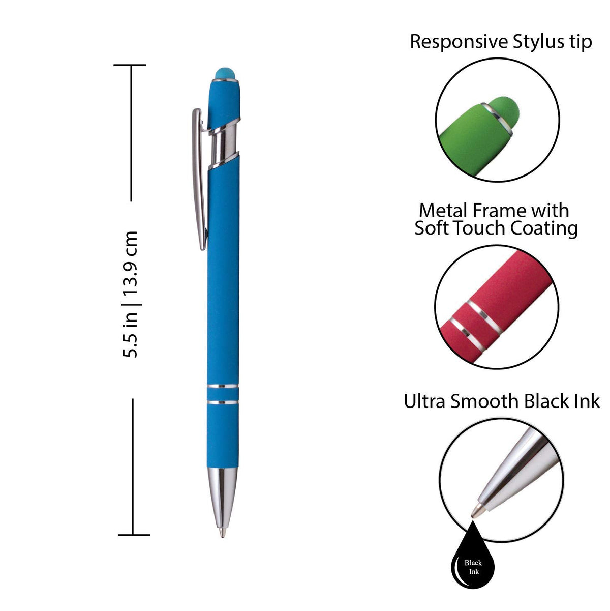 Express Pencils Rubberized Soft Touch | Burst of Color | Ballpoint Pen with Stylus Tip a stylish
