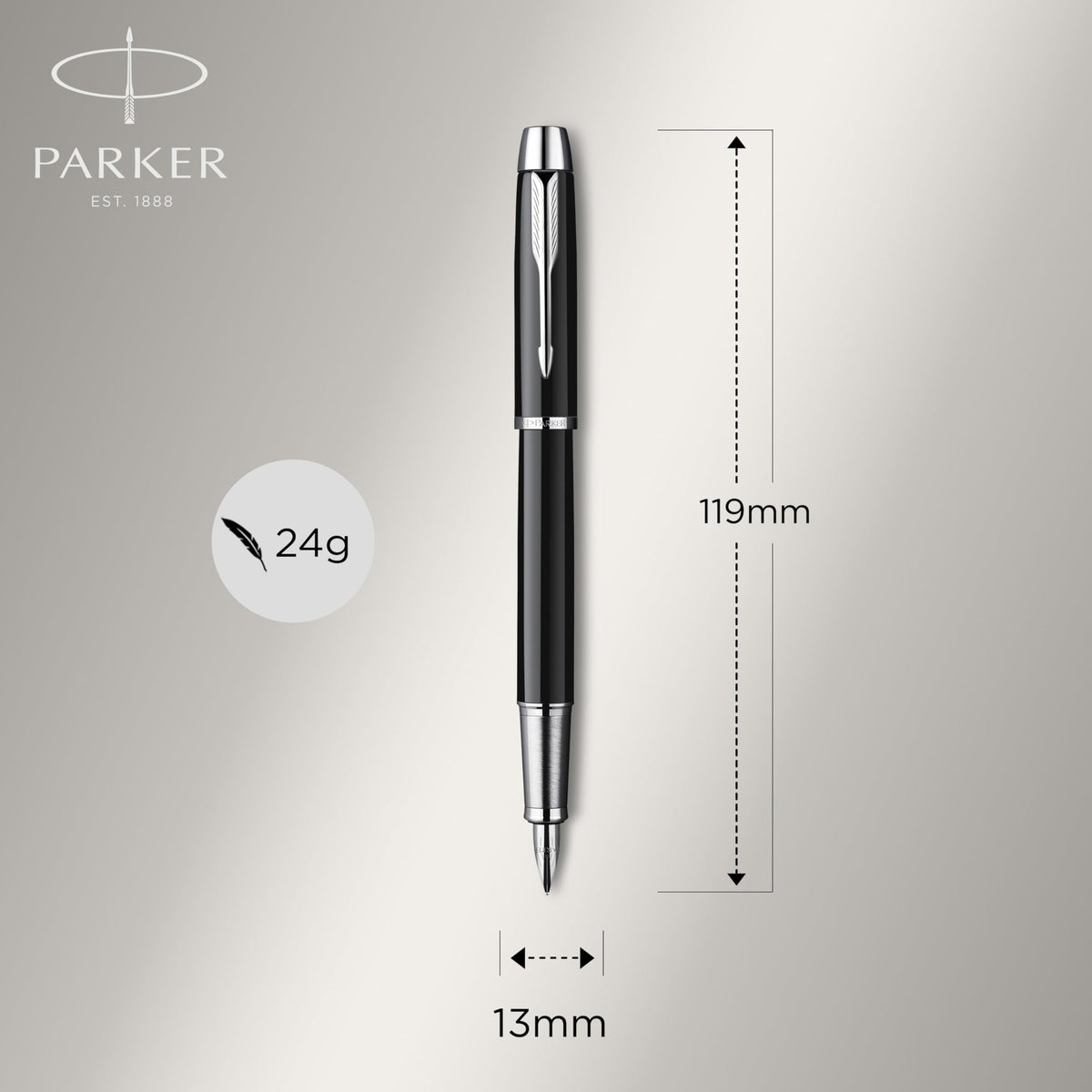 PARKER IM Duo Pen Set | Fountain Pen, Ballpoint Pen & Pen Pouch | Black Lacquer Finish with Chrome