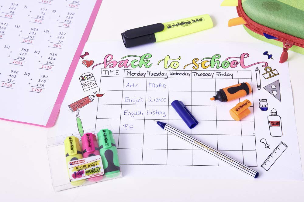 edding 7 mini highlighter - neon-kleuren - 5 highlightermarkers - beitelpunt 1-3 mm - highlighter