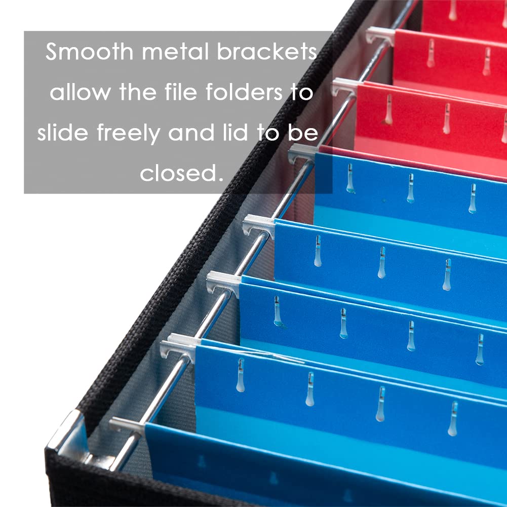 PRANDOM File Organizer Box - Set of 2 Collapsible Decorative Linen Filing Storage Hanging File