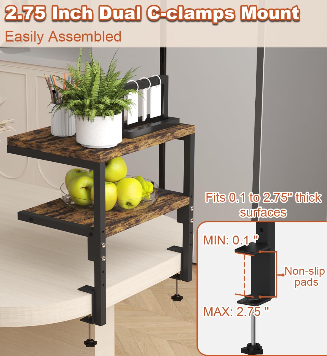 Mondazie 2-Tier Adjustable Desk Shelf Organization, Black