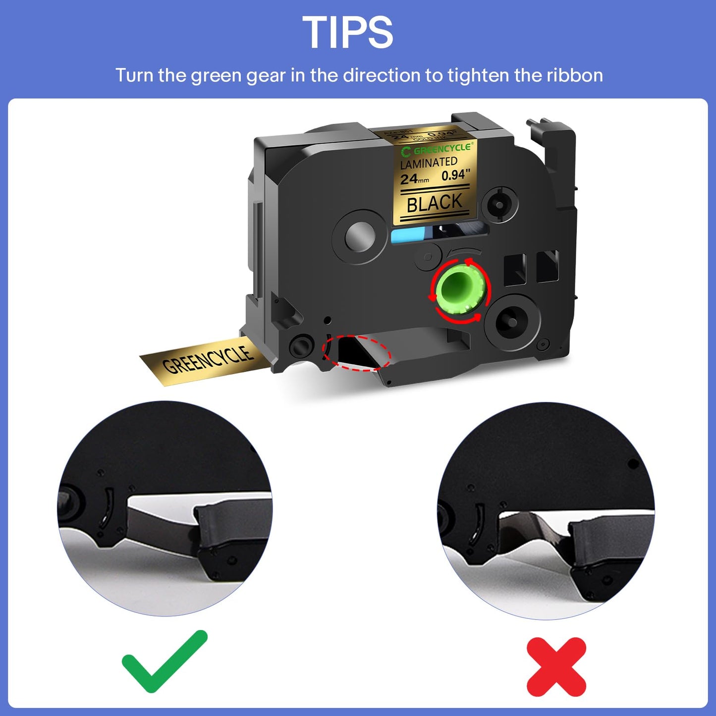 Compatible for Brother P Touch Label Maker Tape 24mm 0.94 Laminated Gold