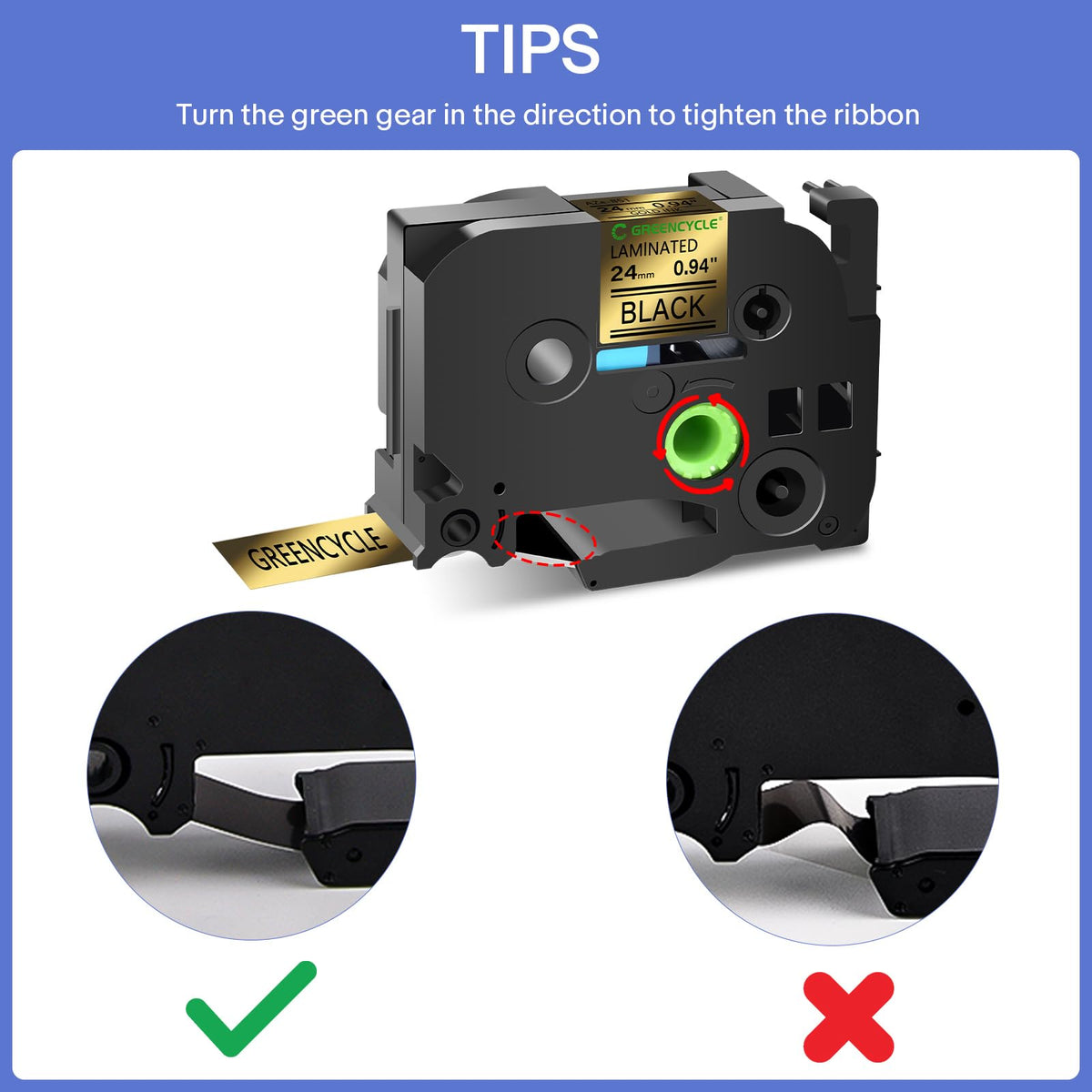 Compatible for Brother P Touch Label Maker Tape 24mm 0.94 Laminated Gold