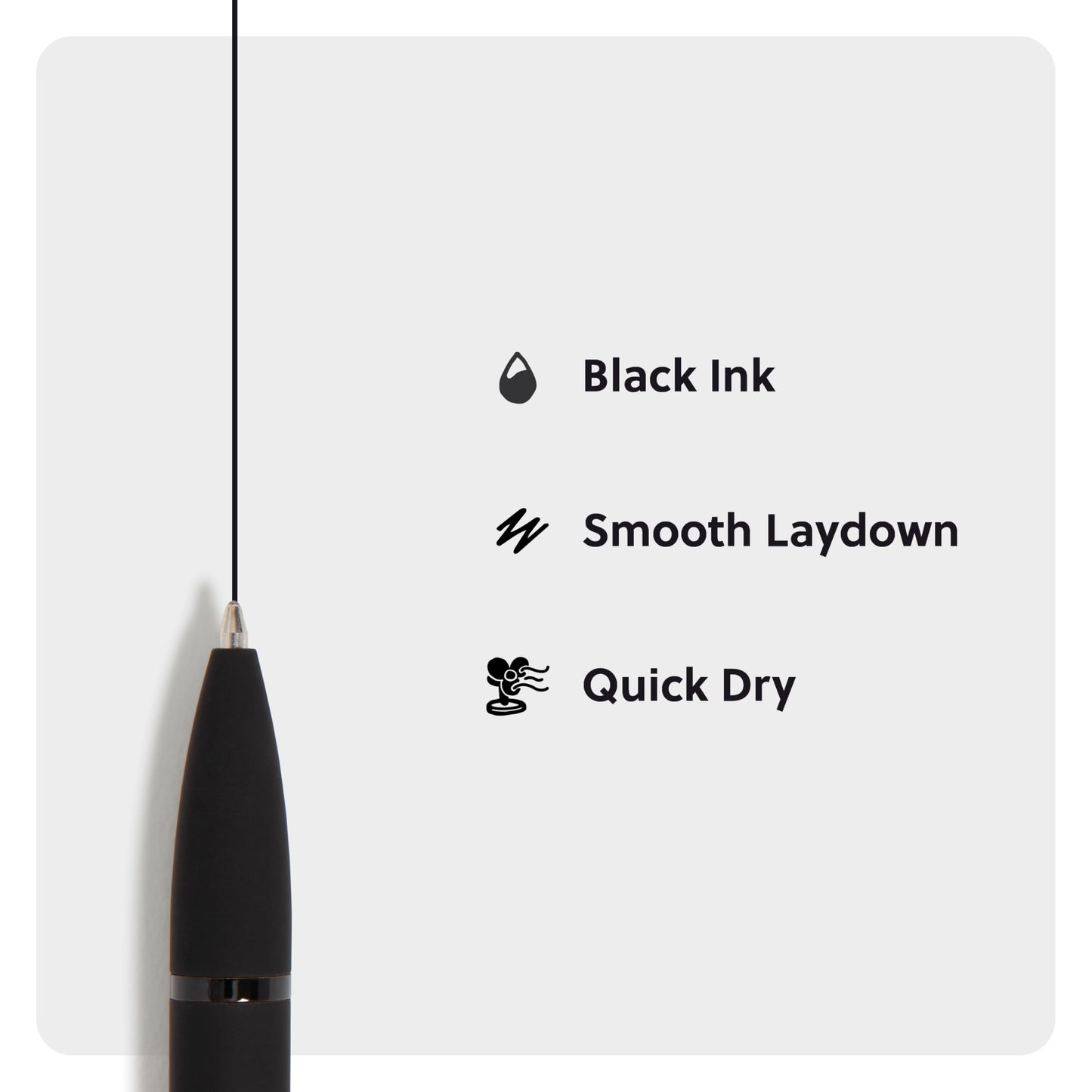 U Brands Midnight Monterey Ballpoint Pens, 4 Count, Black Soft Touch, Painted Black Details, Bold