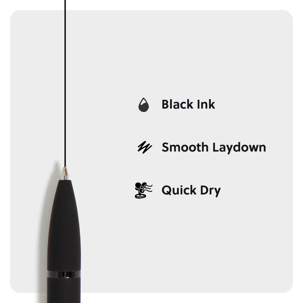 U Brands Midnight Monterey Ballpoint Pens, 4 Count, Black Soft Touch, Painted Black Details, Bold