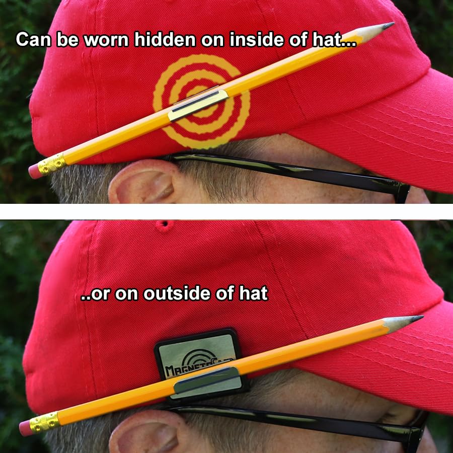 Magnetic Hat Clip Pencil Holder TWO PACK (2) With Strong Magnetic Clip For Standard Pencils and