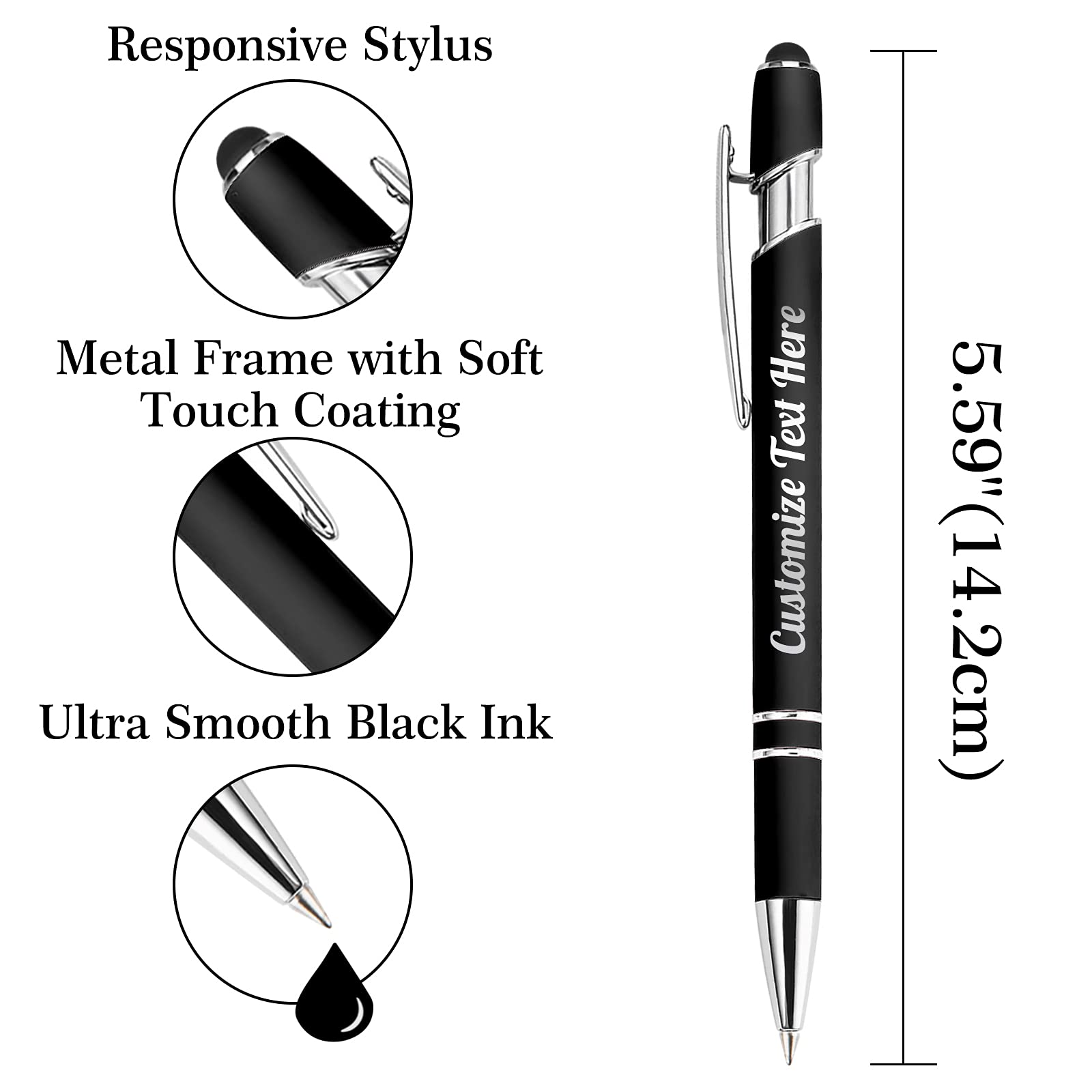 Up to 500 Personalized Pens Bulk Custom Ballpoint Pens with Business Name Message Logo, Customized