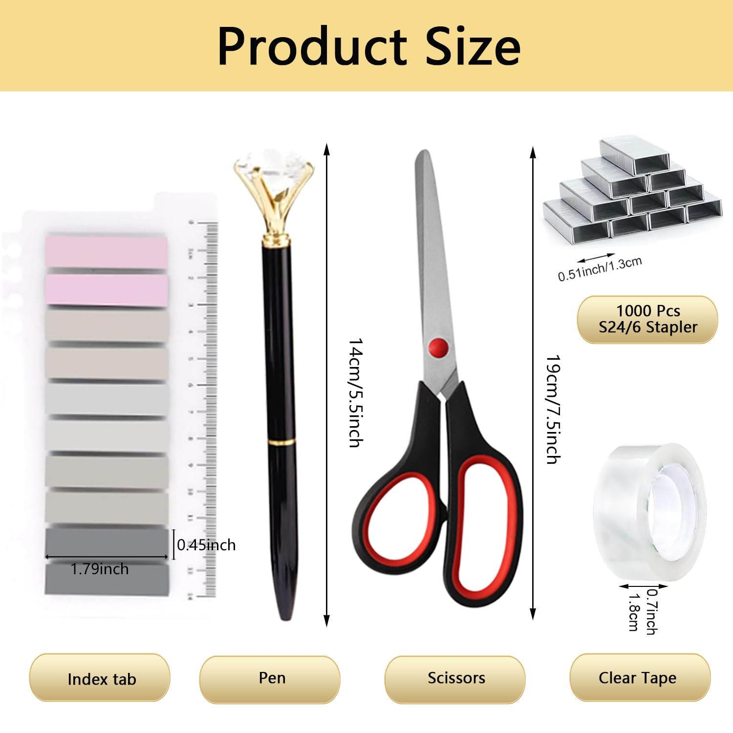 Office Supplies,Black Desk Accessories,Office Supplies Set,Desk Organizer,Stapler,Tape