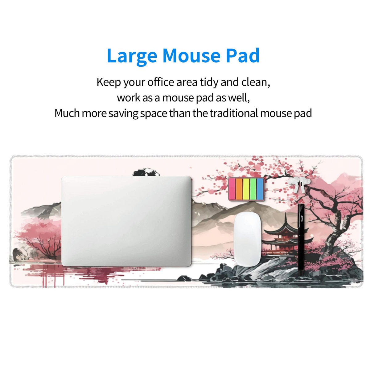 Watercolor Japanese Large Gaming Mouse Pad,Mouse Pad Gaming 31.5 x 11.8 in Mouse Mat Desk Pad,Large