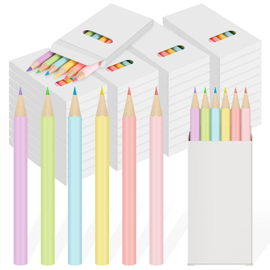 Ctosree 36 Packs Mini Colored Pencil Bulk 6 Per Box, Pastel, 3.5''