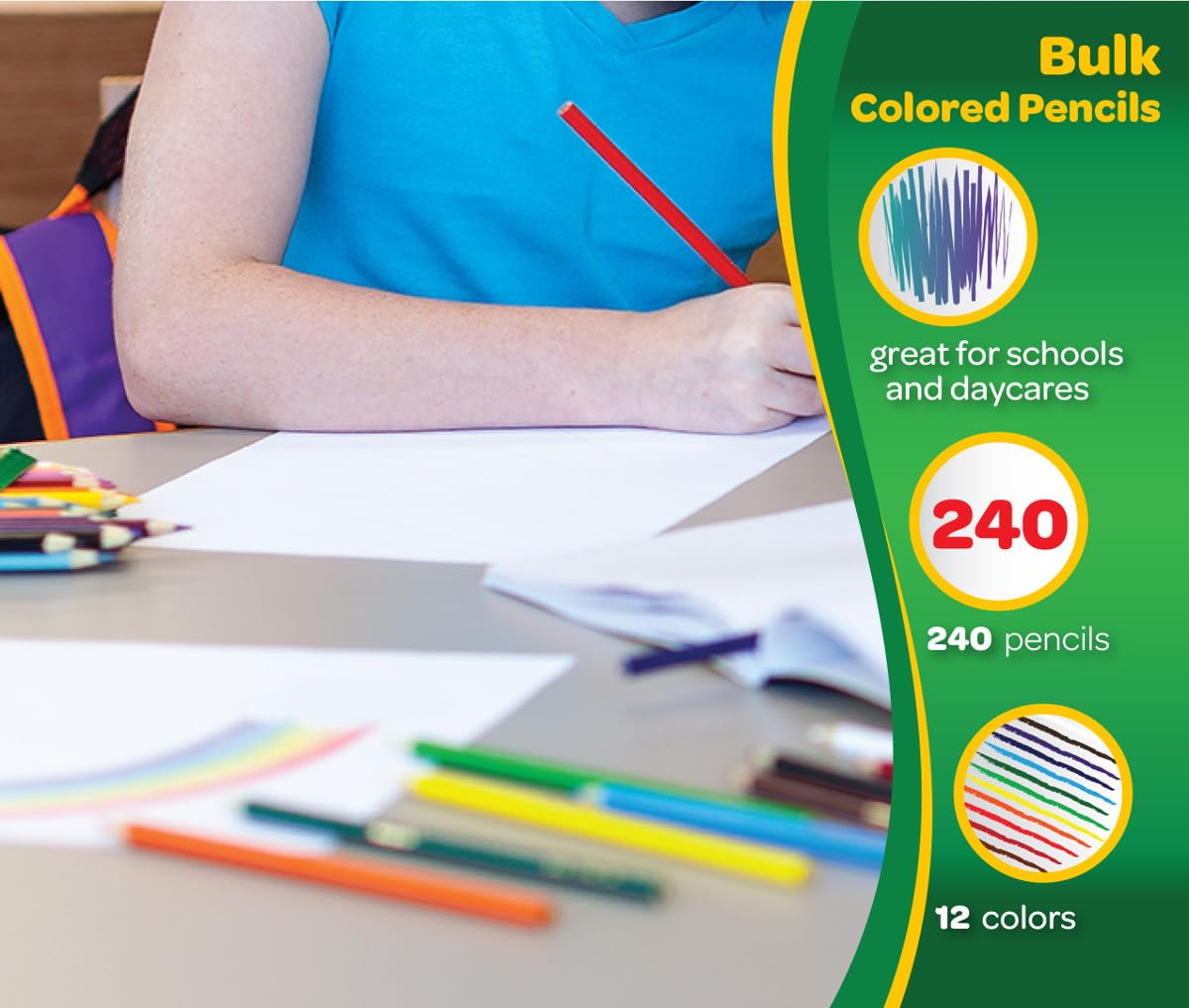 Crayola Colored Pencils Classpack (240 Ct), Bulk Classroom Supplies, Colored Pencils for School, 12