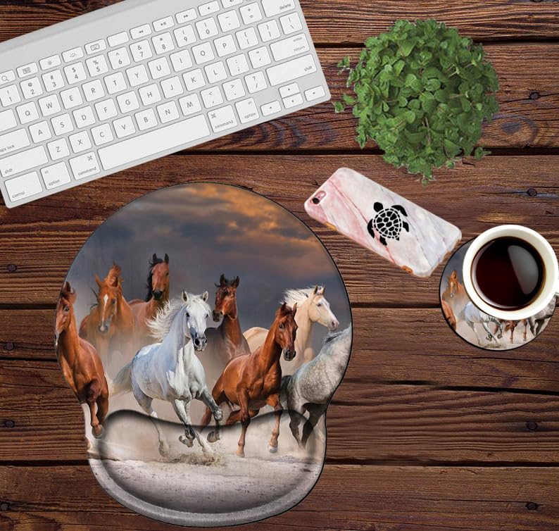 Horse Mouse Pad with Wrist Support Gel Mousepad Wrist Rest Ergonomic Animal No-Slip Mouse Mat