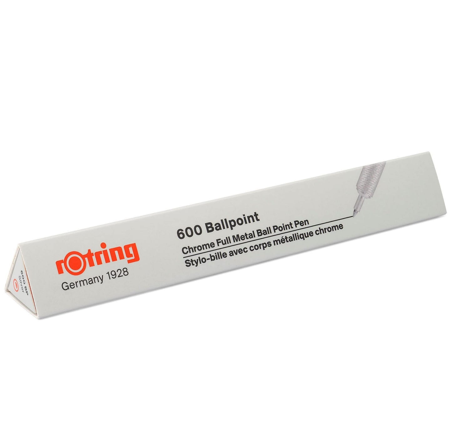 Rotring 600 Ballpoint Pen, Medium Point, Black Ink, Silver Metal Barrel, Refillable, 1 Count