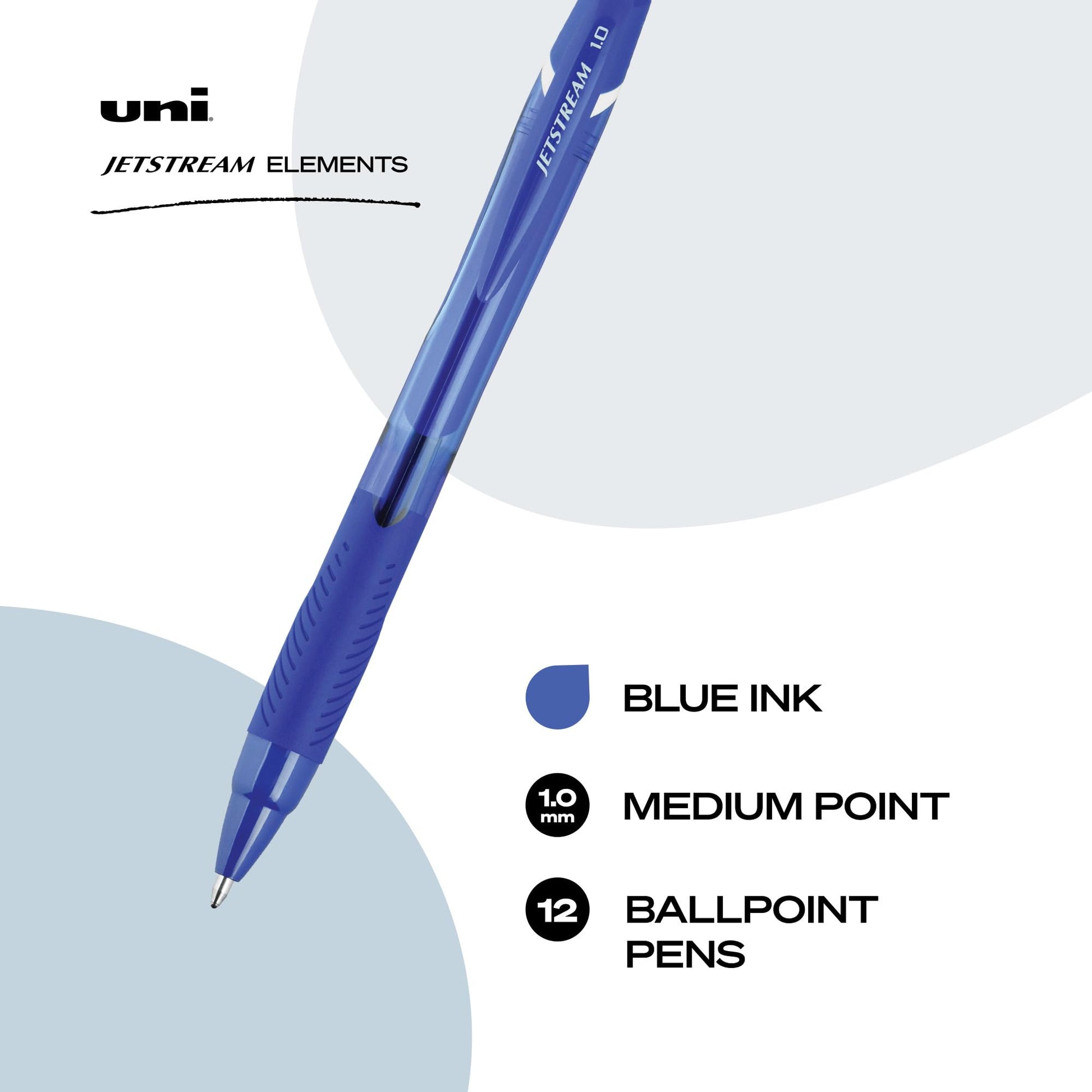 uniball™ Jetstream Elements Ballpoint Pens, Medium (1.0mm), Blue, 12 Pack