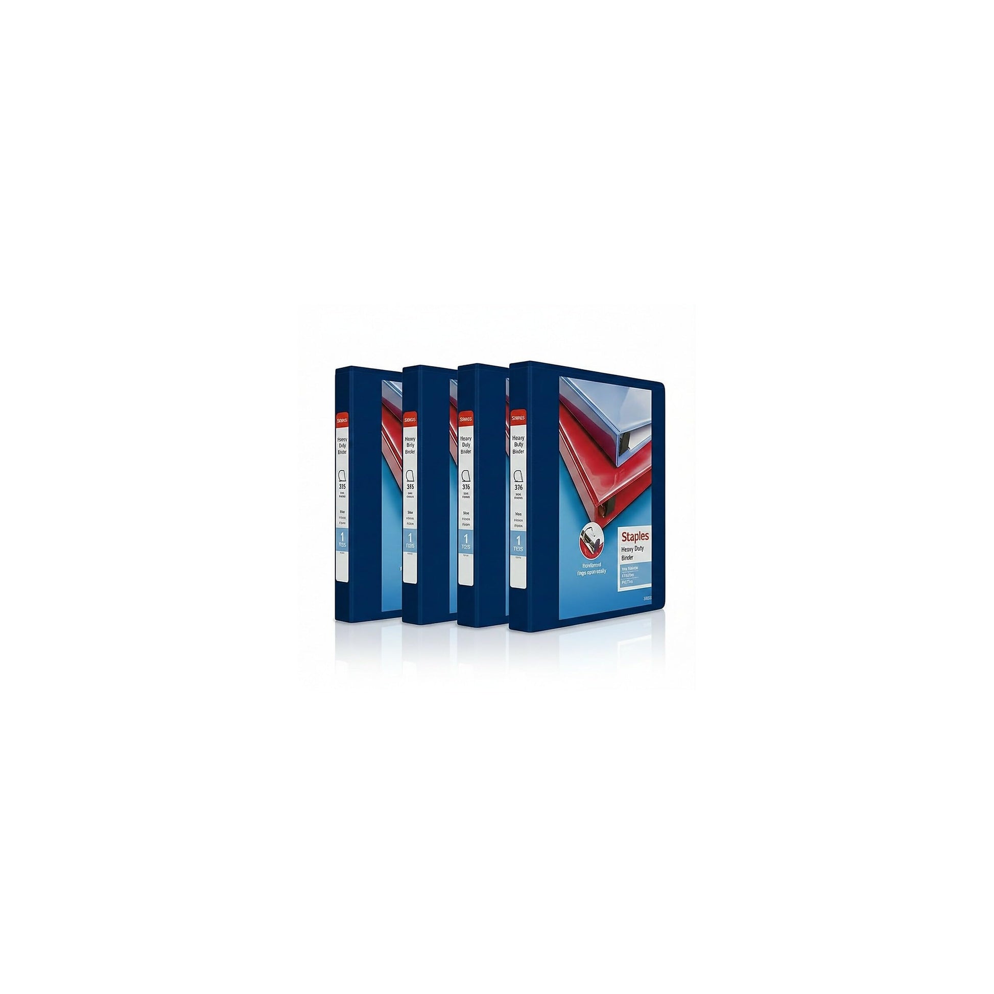 Staples Heavy Duty 1" 3-Ring View Binder, D-Ring, Blue, 4/Pack