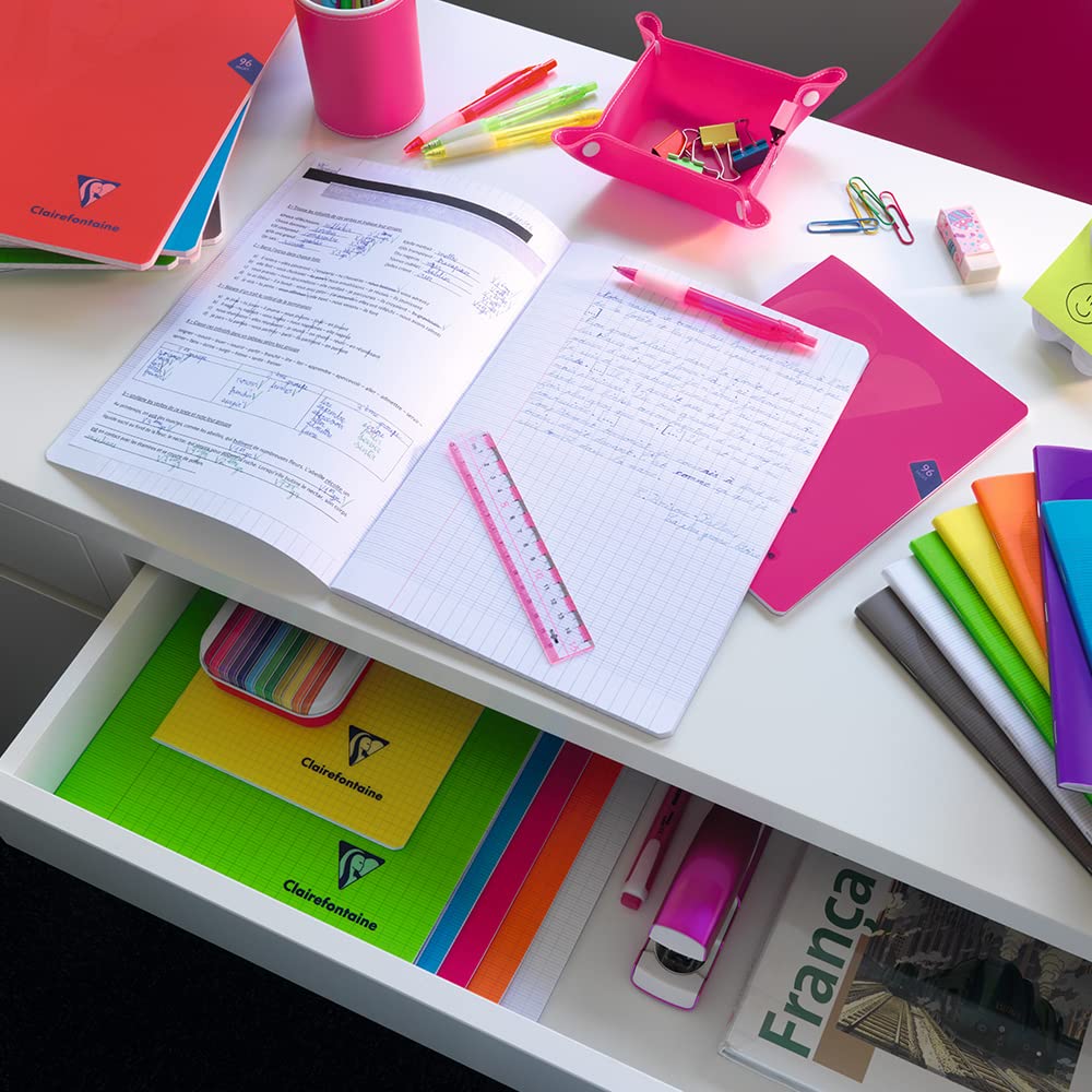 Clairefontaine 313361C A Pink Mimesys Stapled Notebook - 24x32 cm - 96 Pages Seyes Ruled - 90 g