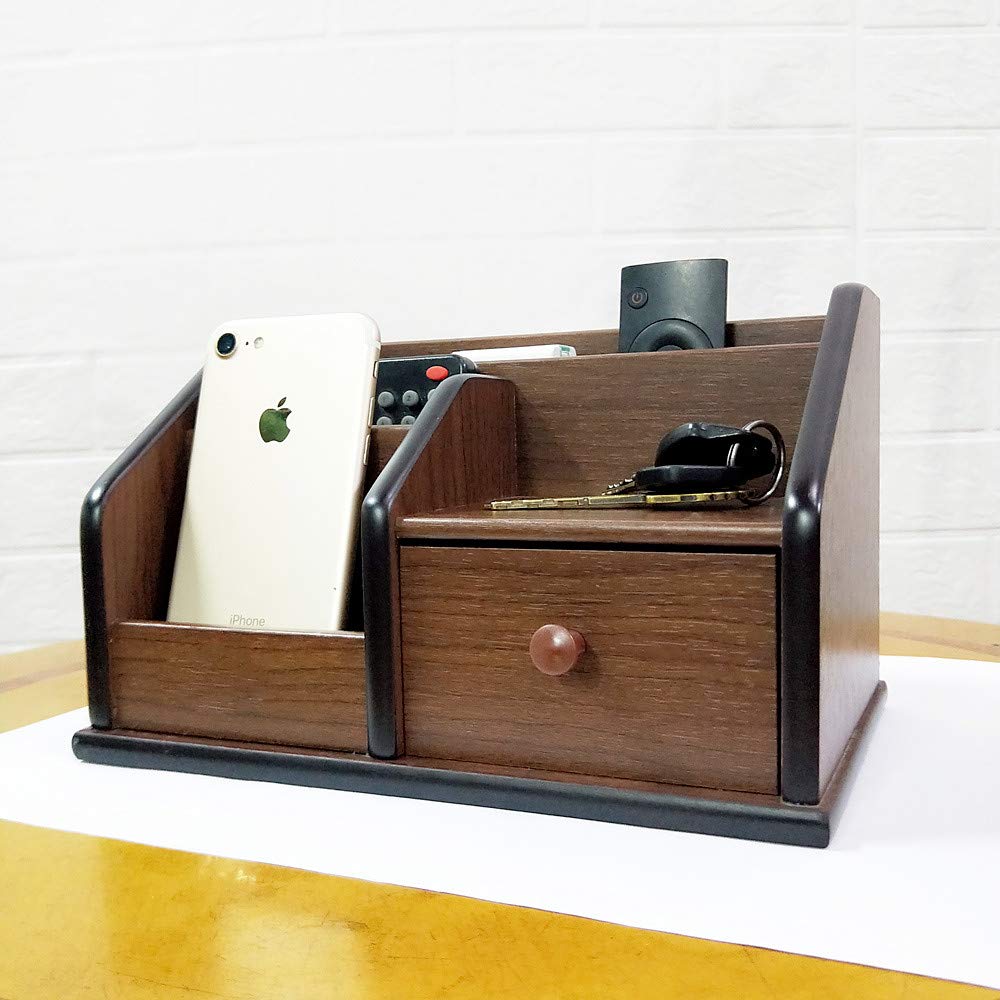 N Desk organizer wood with small drawer Office and Home organization like remote control holder