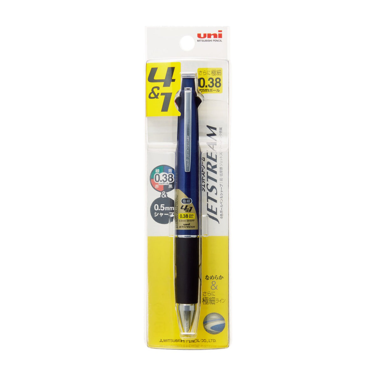 三菱鉛筆 Mitsubishi Pencil MSXE510038P.9 Multi-function Pen Jet Stream 4&1 0.38 Navy Easy Writing