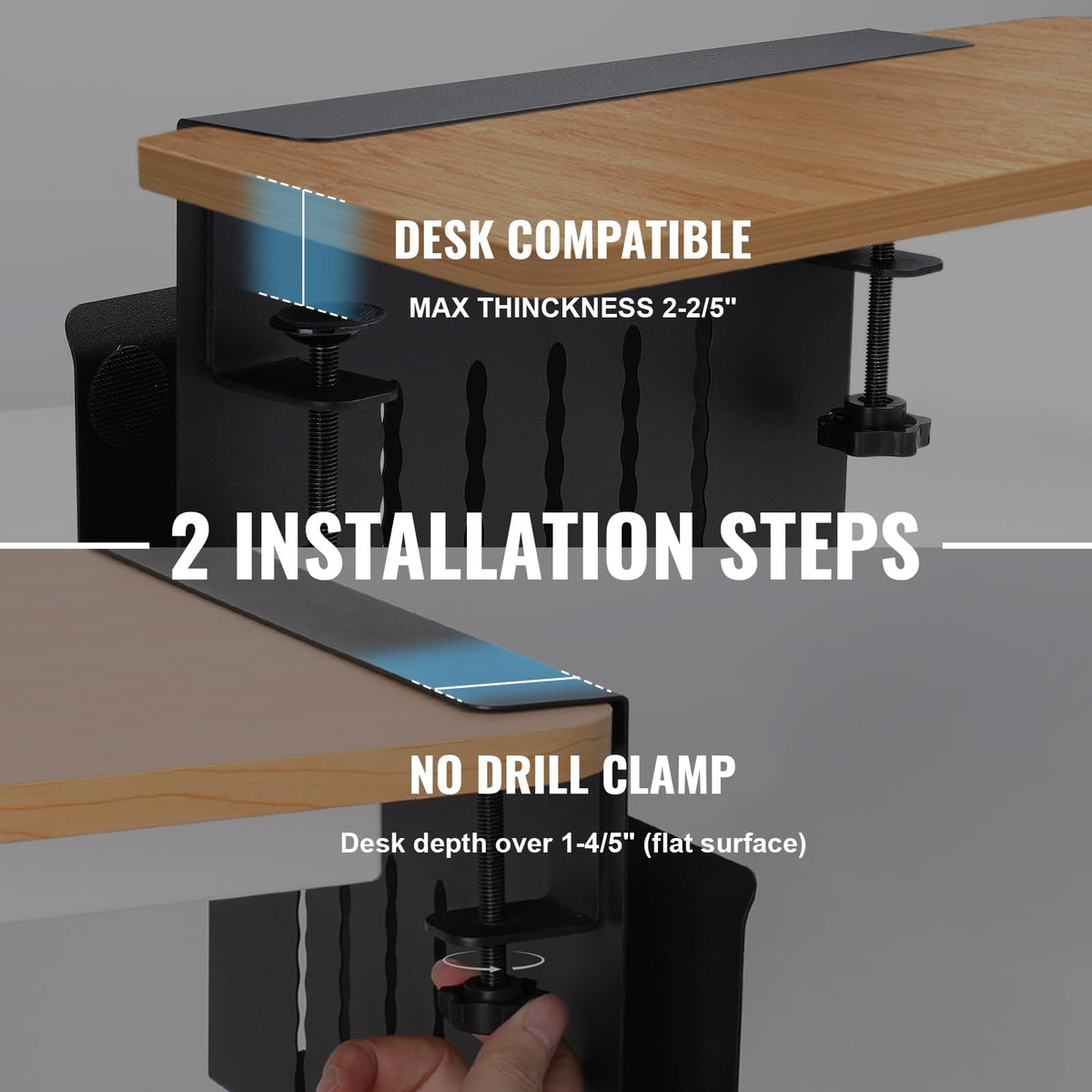 Desk Side Storage Organizer, Under Desk Laptop Holder with Magnetic Slot