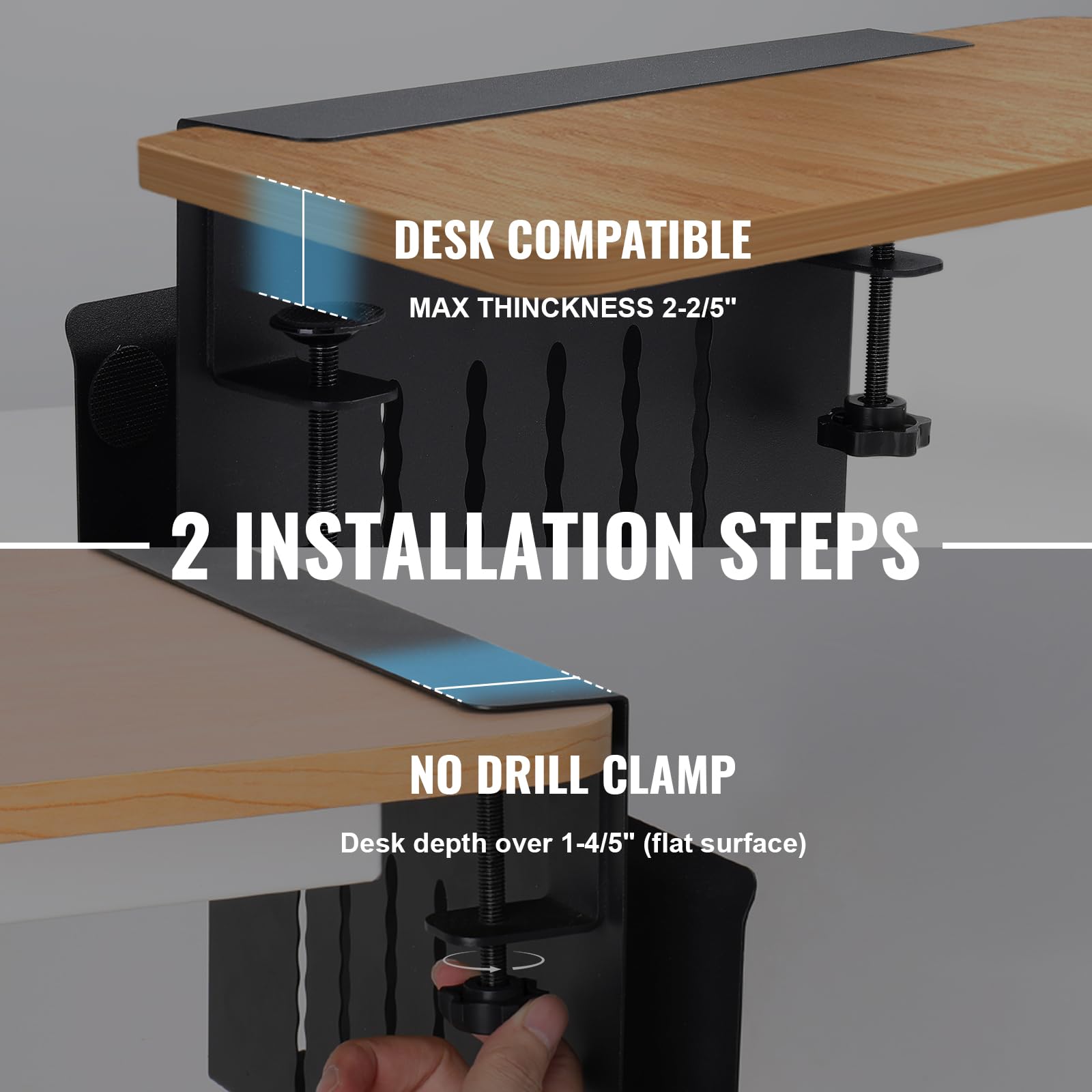 Desk Side Storage Organizer, Under Desk Laptop Holder with Magnetic Slot