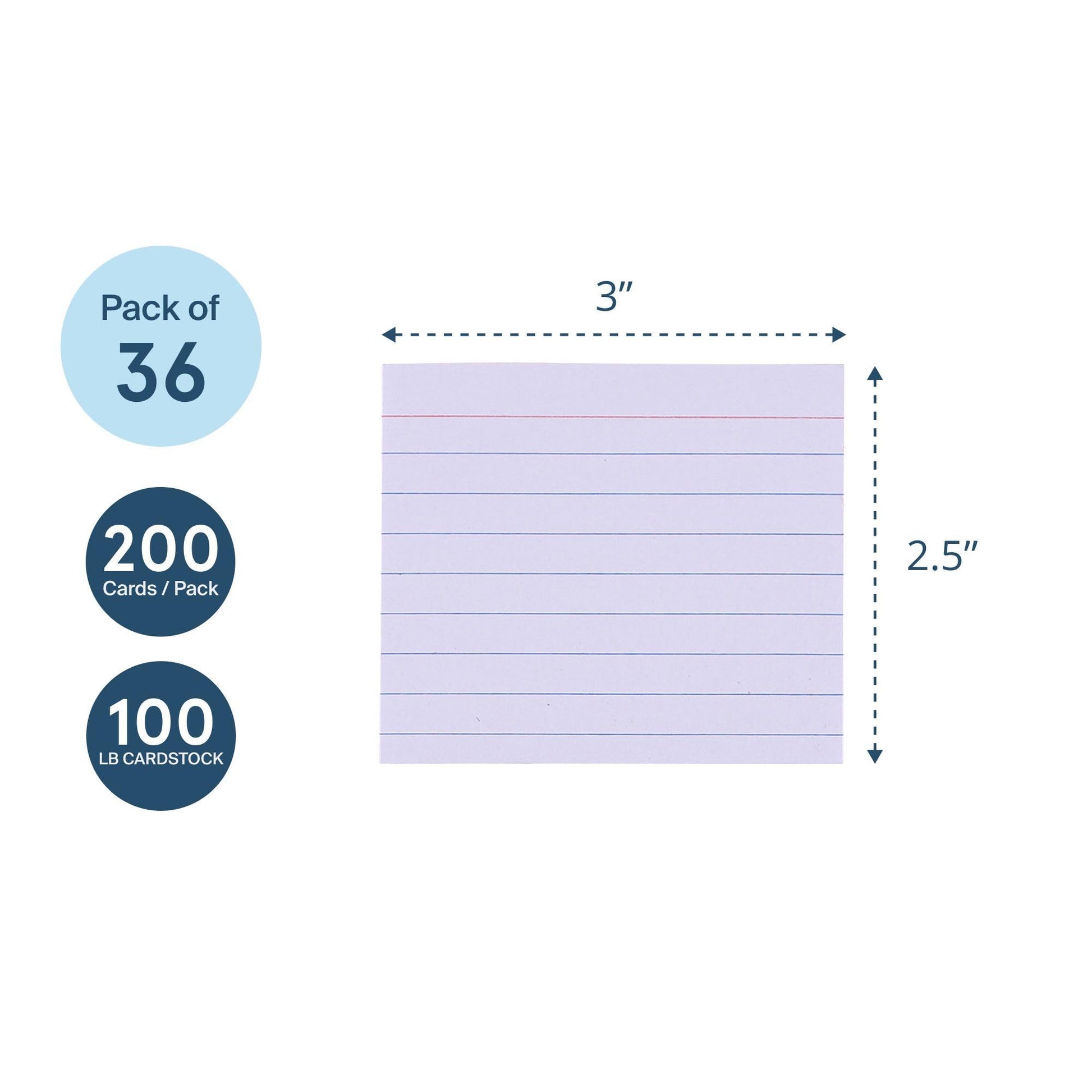Roaring Spring Mini Index Cards, 3" x 2.5", 36 Packs of 200 Small Note Cards, Lined & Blank