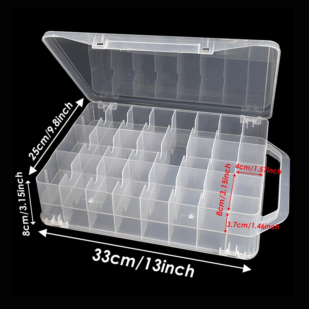 Chemlliy 46 Grids Sewing Organizer, Double Sided Thread Box Storage, Portable Clear Plastic