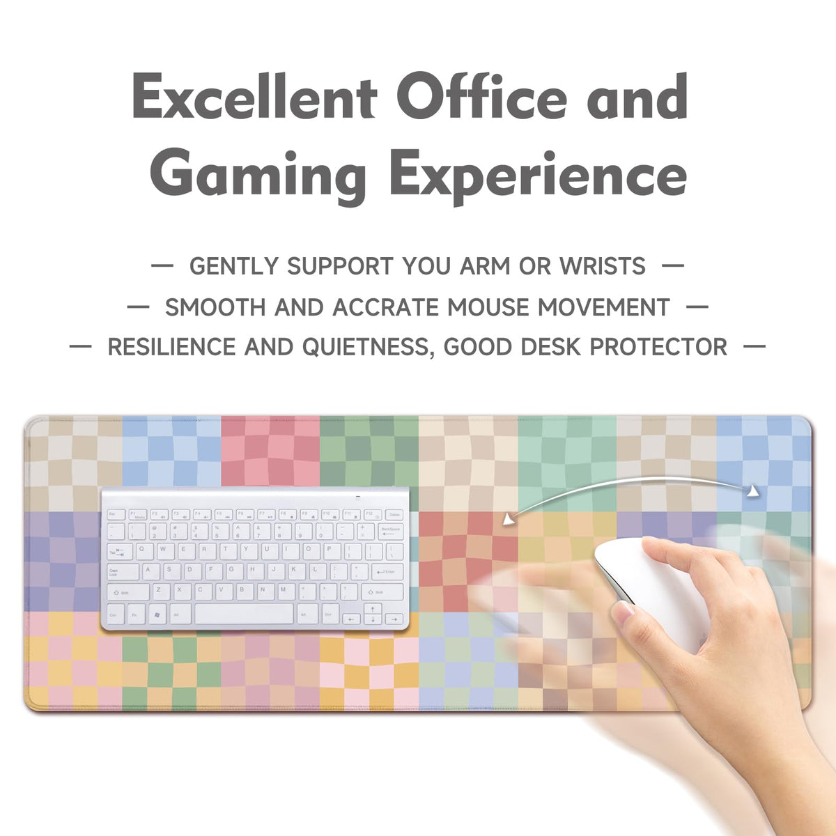 Desk Mat Mouse Pad Gaming Desk Pad XL Large Mouse Mat Office Decor Accessories (Colored Grid)