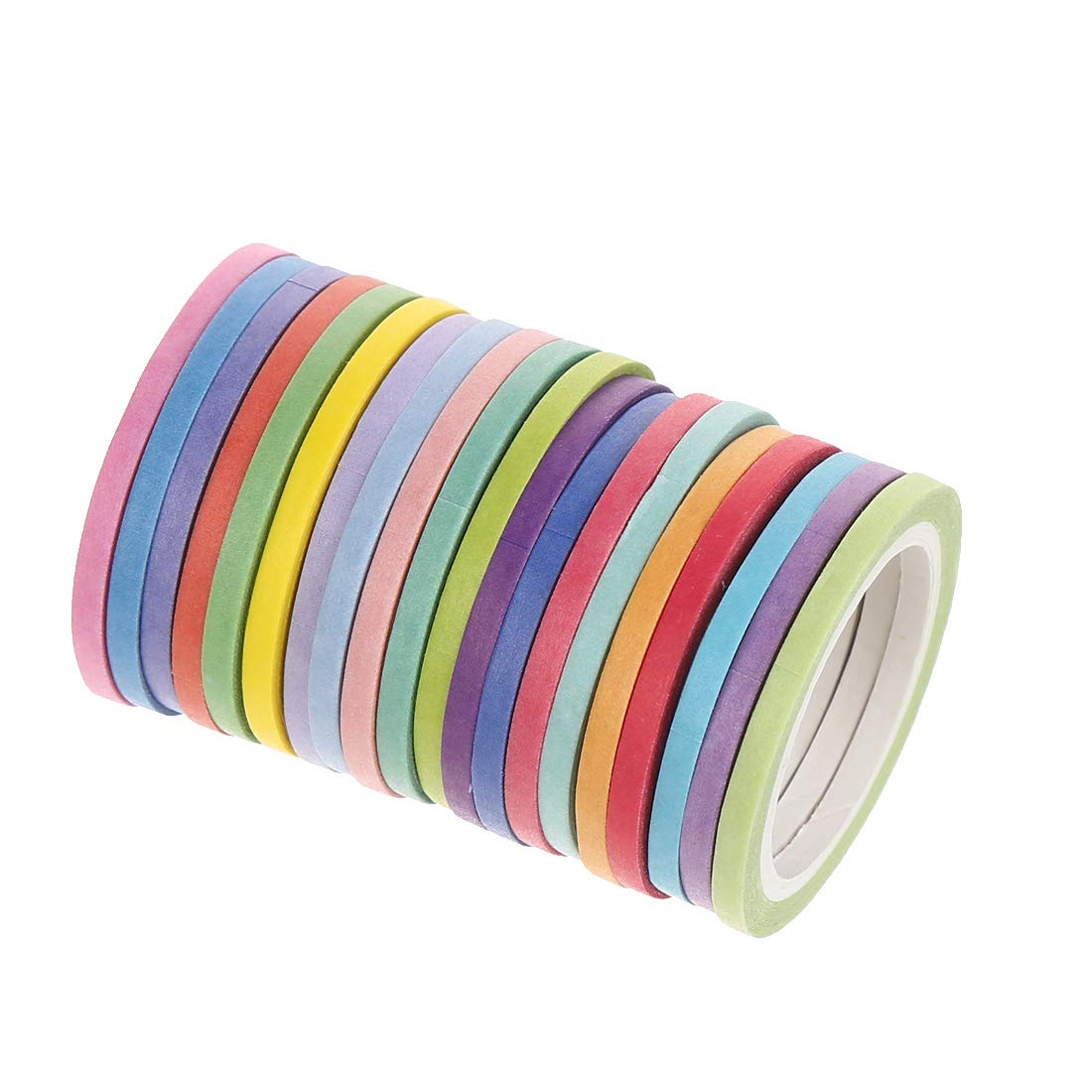 20 Rolls Rainbow Washi Tape Slim,Foil Gold Skinny Decorative Masking Washi Tapes,3MM Wide DIY