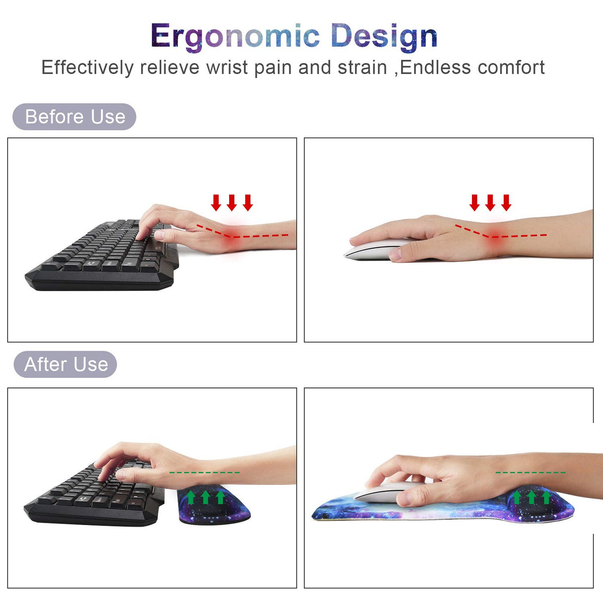 Mouse Pad with Wrist Support and Keyboard Wrist Rest Pad Set,Ergonomic Mouse Pads for Computers