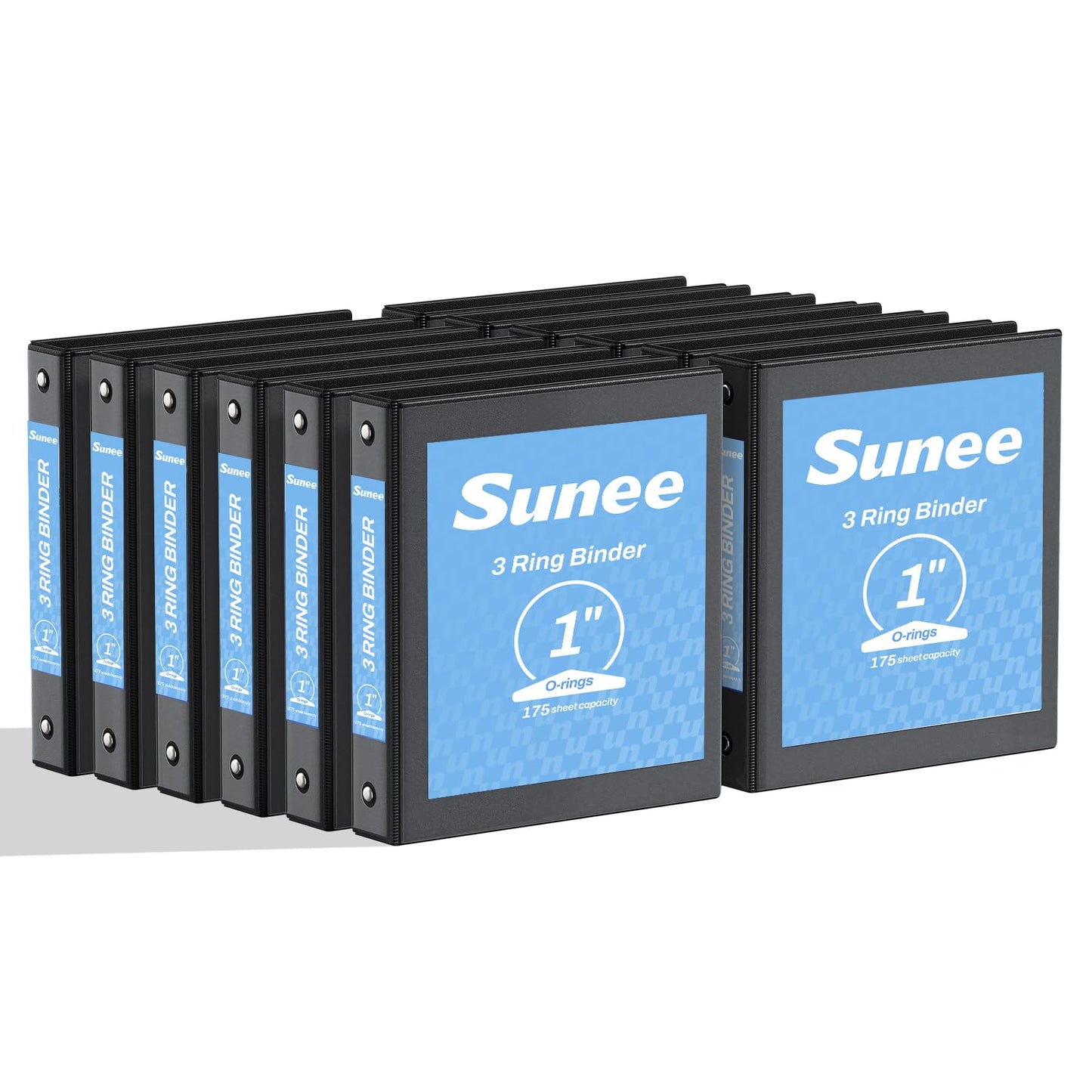 SUNEE 3 Ring Binders 1 Inch 12 Pack, Clear View Three Ring PVC-Free (Fit 8.5x11 Inches) for School