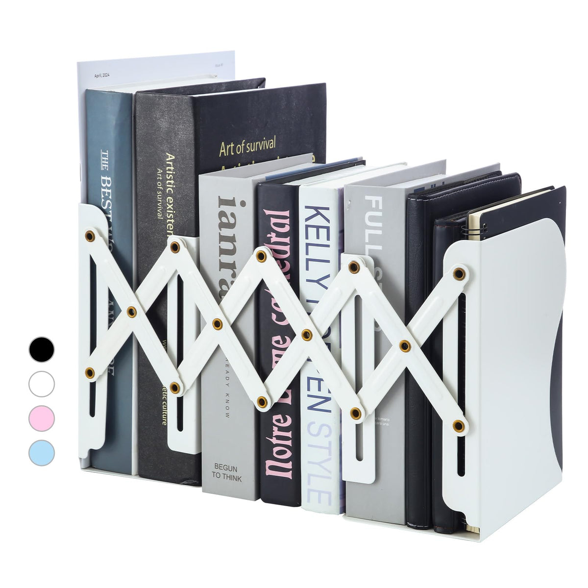 M&G Adjustable Bookends Book Ends for Shelves, Metal Bookend for Heavy Books, Desk Magazine File