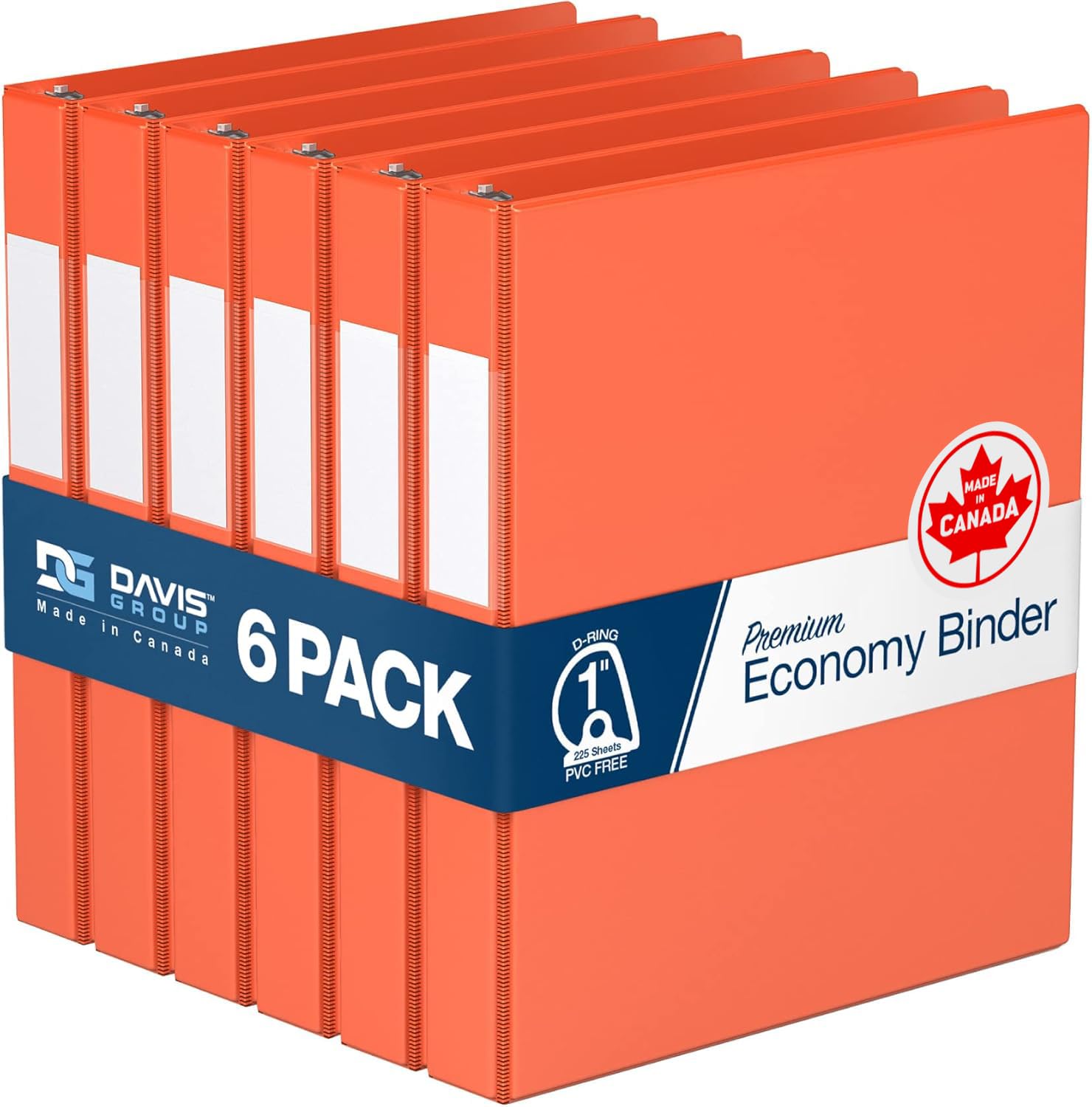 Premium Economy 6-Pack 3-Ring Binders for School or Office, D-Ring Binders, 1 Inch, Orange