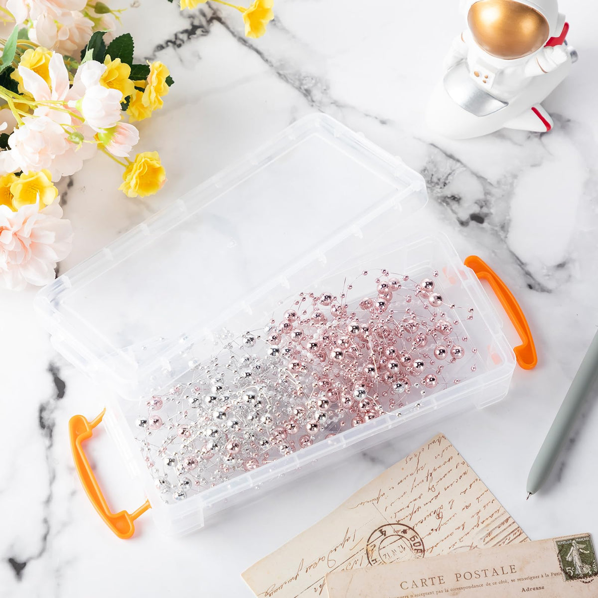 Gueevin 24 Pcs Pencil Box Clear Plastic Pencil Case, Orange