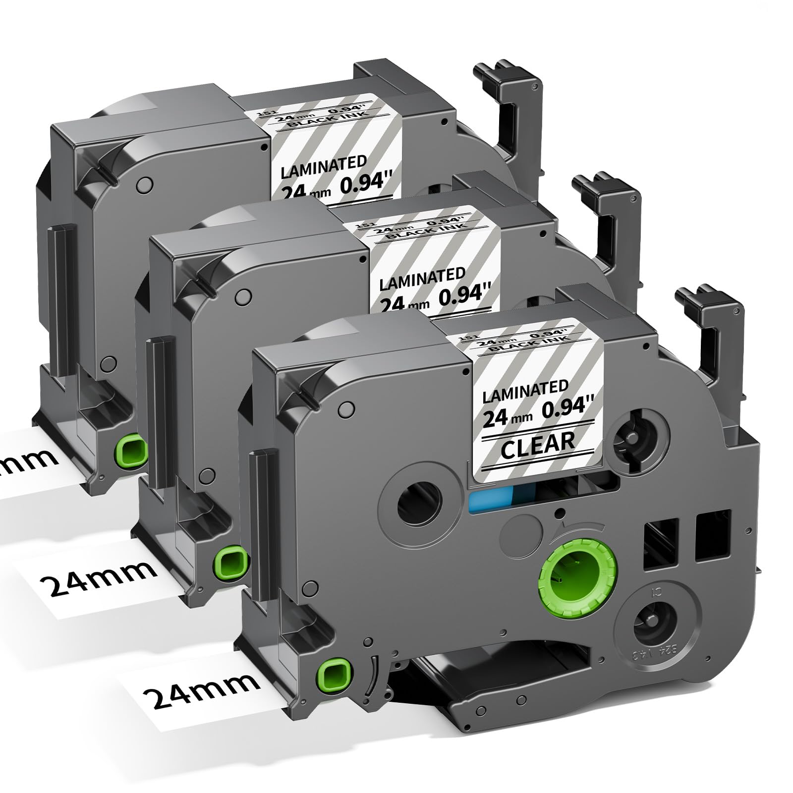 Compatible with Brother Ptouch 24mm 0.94" Label Tape TZe-151 Black on Clear