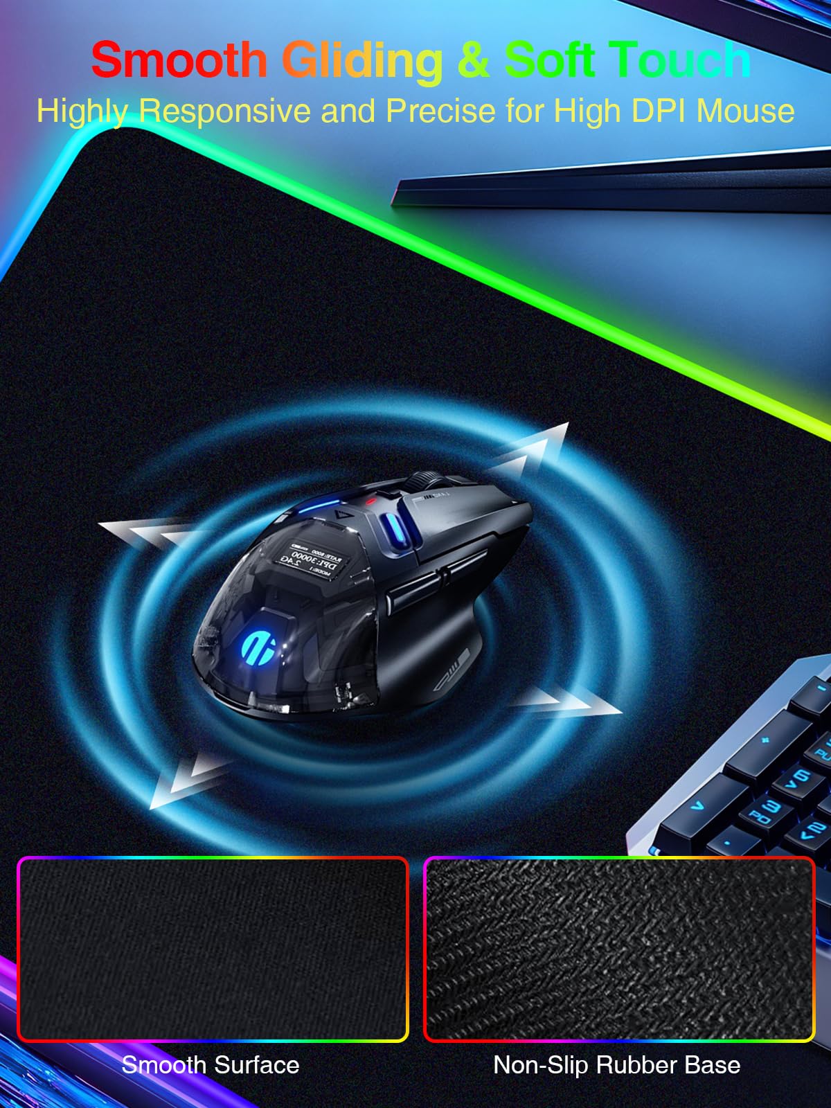 Wireless Charging Mouse Pad Gaming, 31.5"x15.8" Large Desk Mat, Waterproof