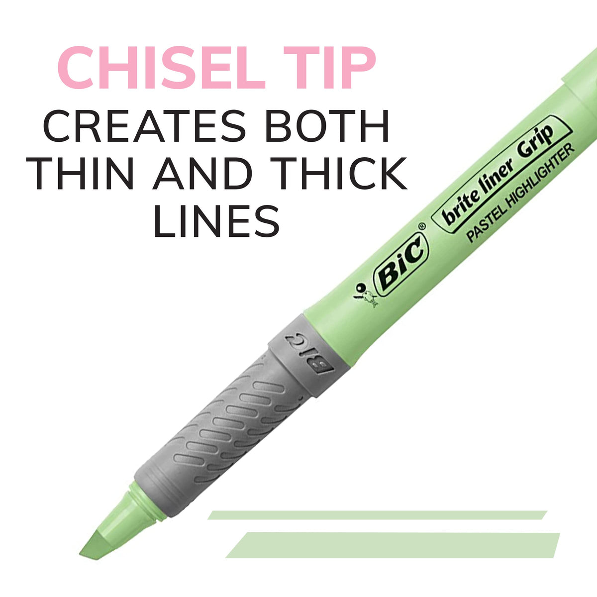BIC Brite Liner Grip Highlighters; Chisel Tip (1.6mm); Assorted Pastel and Fluorescent; For Broad