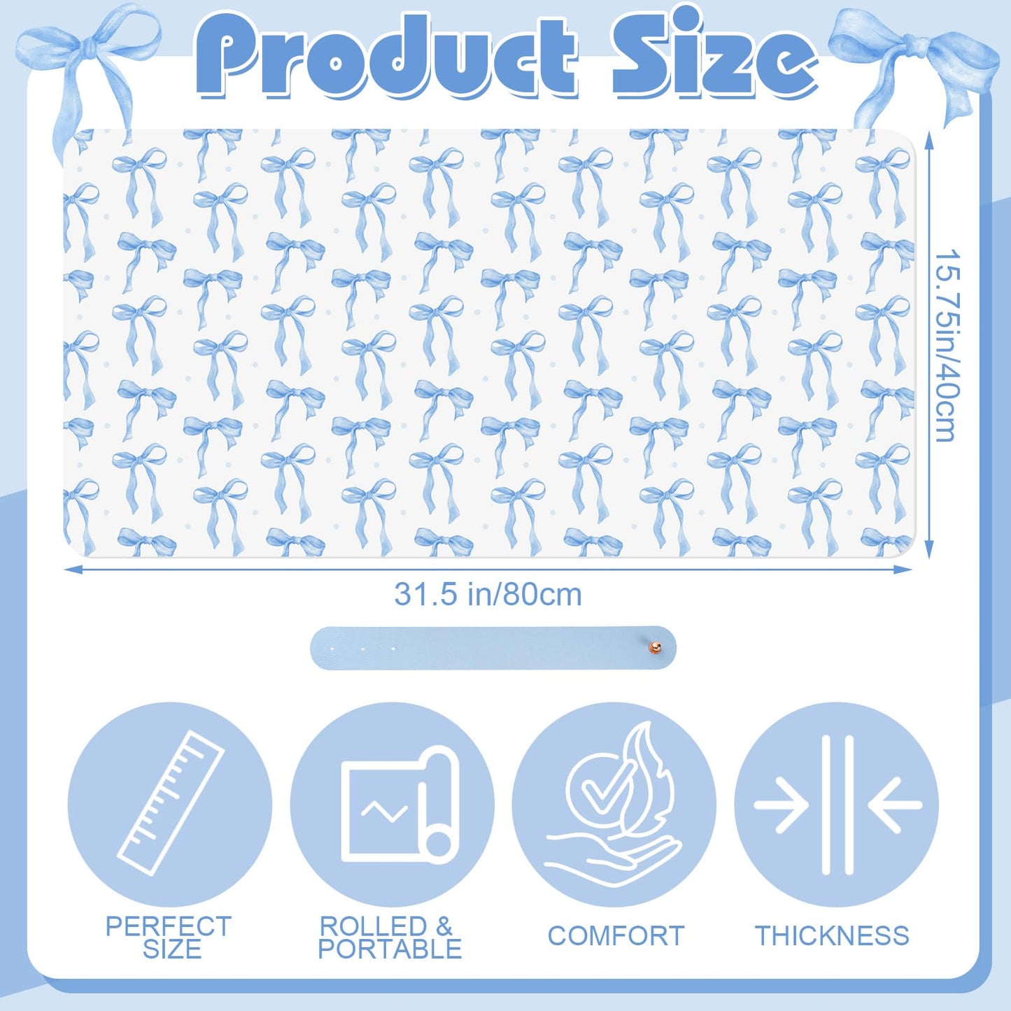 Teenyyou Coquette Bow Makeup Mat Dual-Sided Leather Desk Mouse Pad