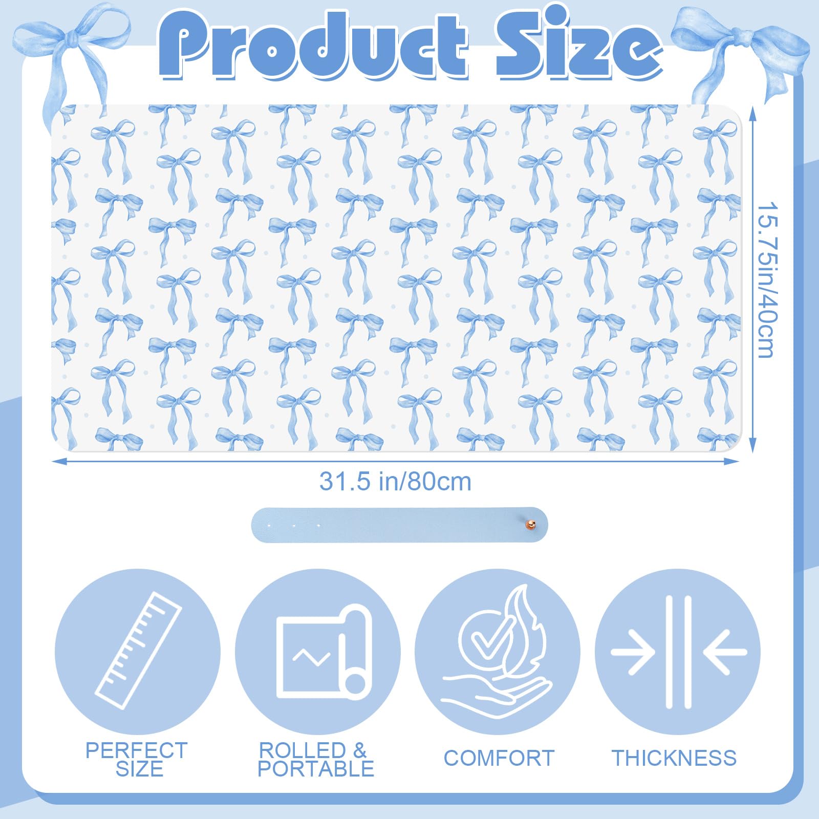 Teenyyou Coquette Bow Makeup Mat Dual-Sided Leather Desk Mouse Pad