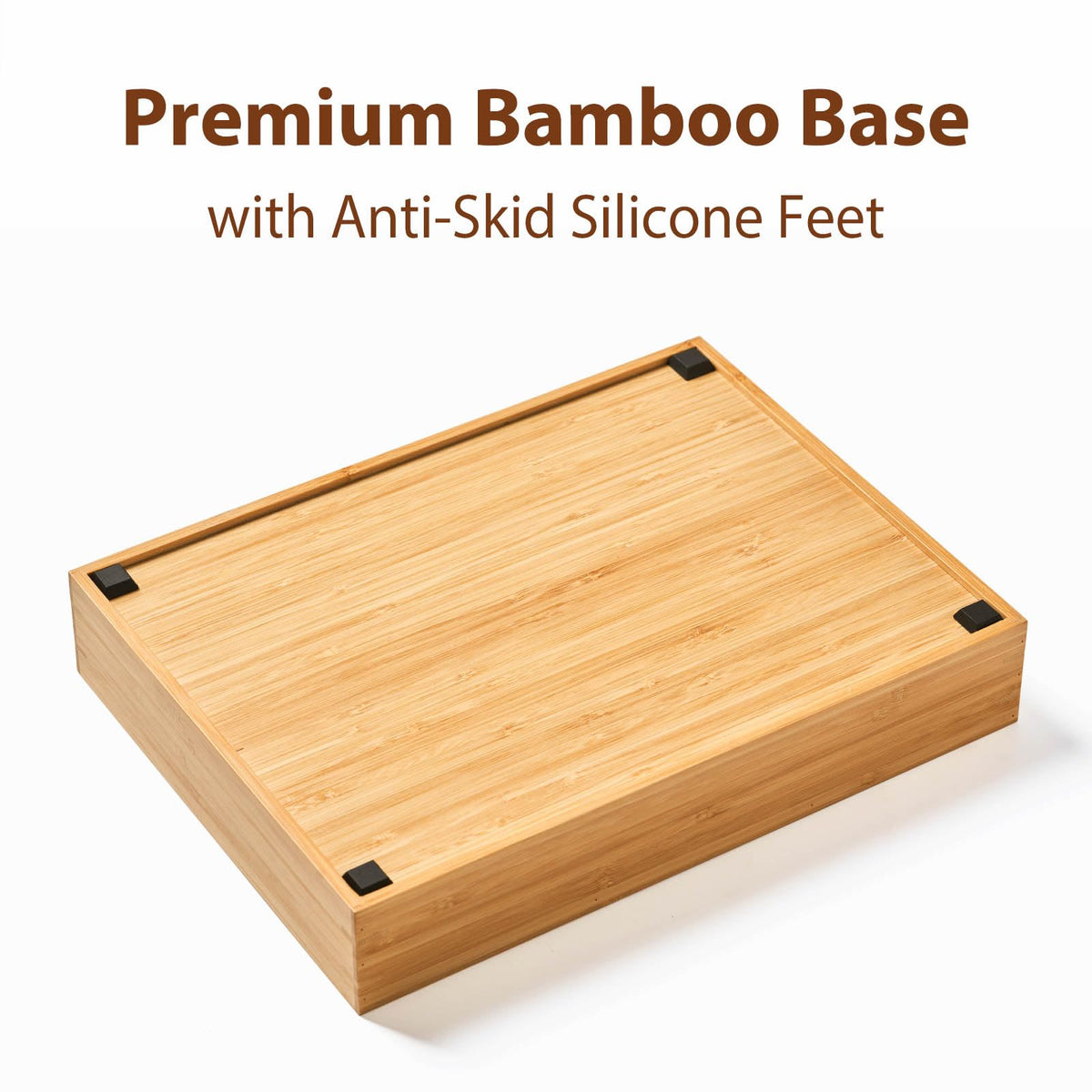 Umilife Bamboo Desk Drawer Organizer, Wood Junk Organizer Tray with Adjustable Dividers, Anti-Skip