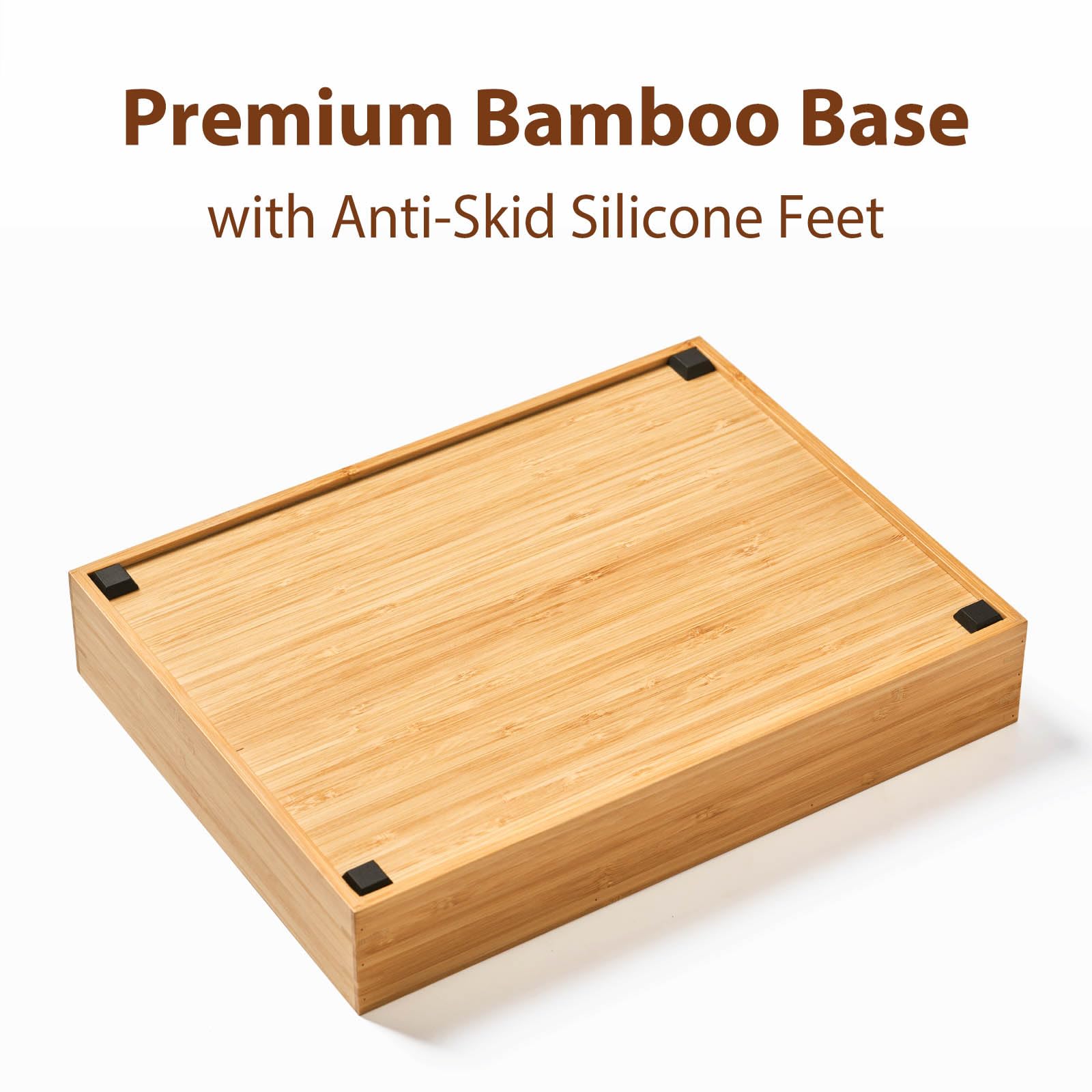 Umilife Bamboo Desk Drawer Organizer, Wood Junk Organizer Tray with Adjustable Dividers, Anti-Skip