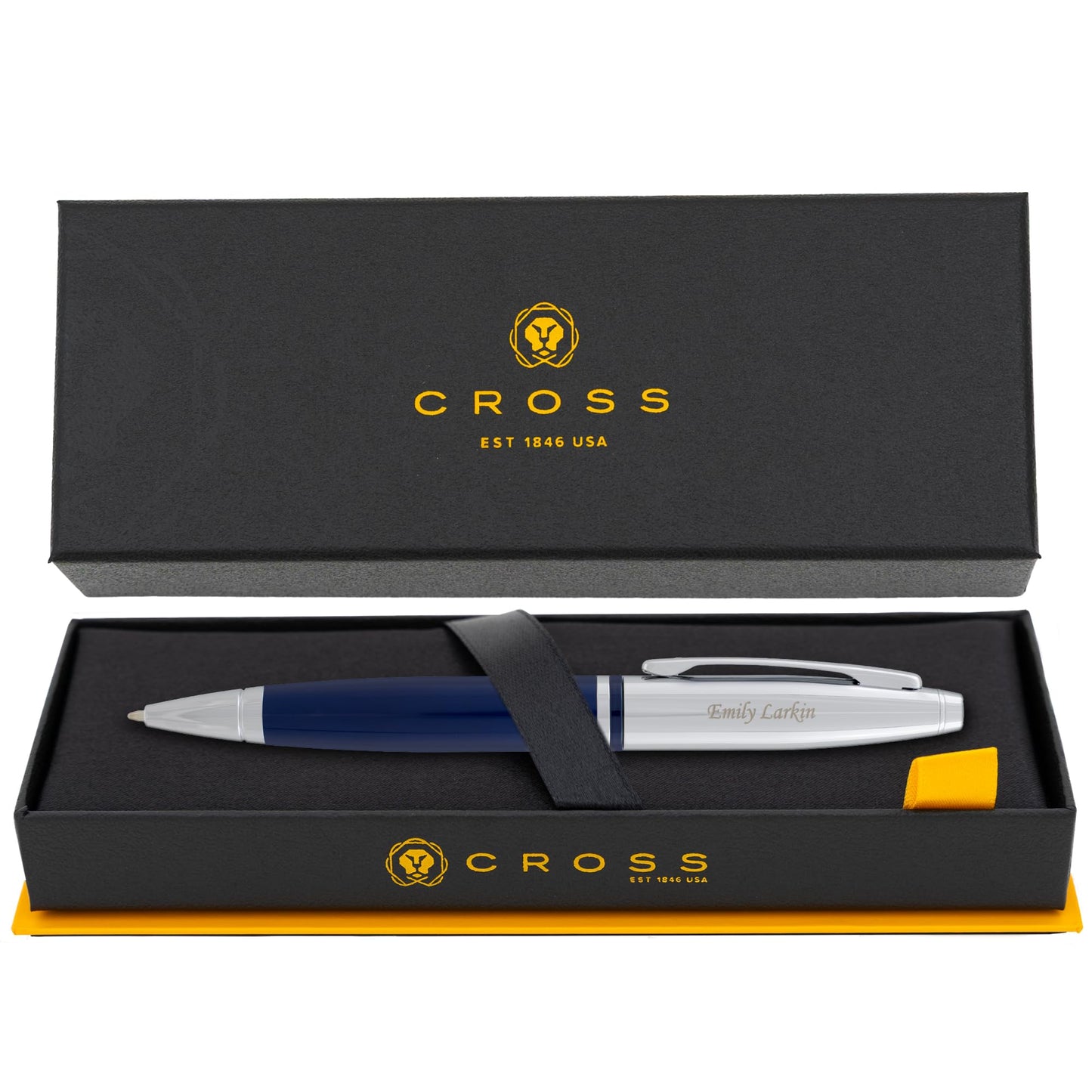 Cross Calais Personalized Ballpoint Pen in Blue Lacquer with Chrome Cap
