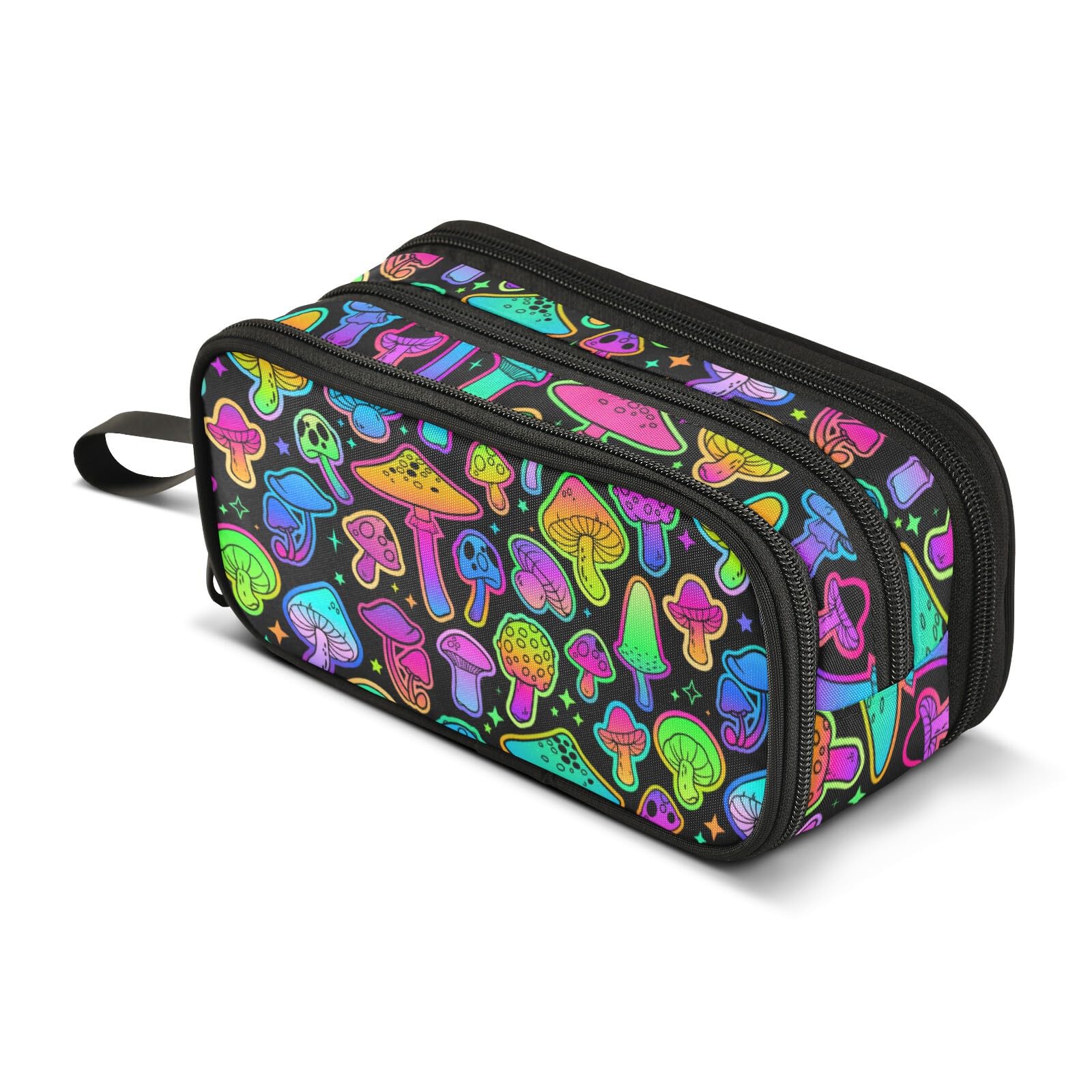 Sletend Pencil Case Mushroom Colorful 3 Compartments Pencil Pouch