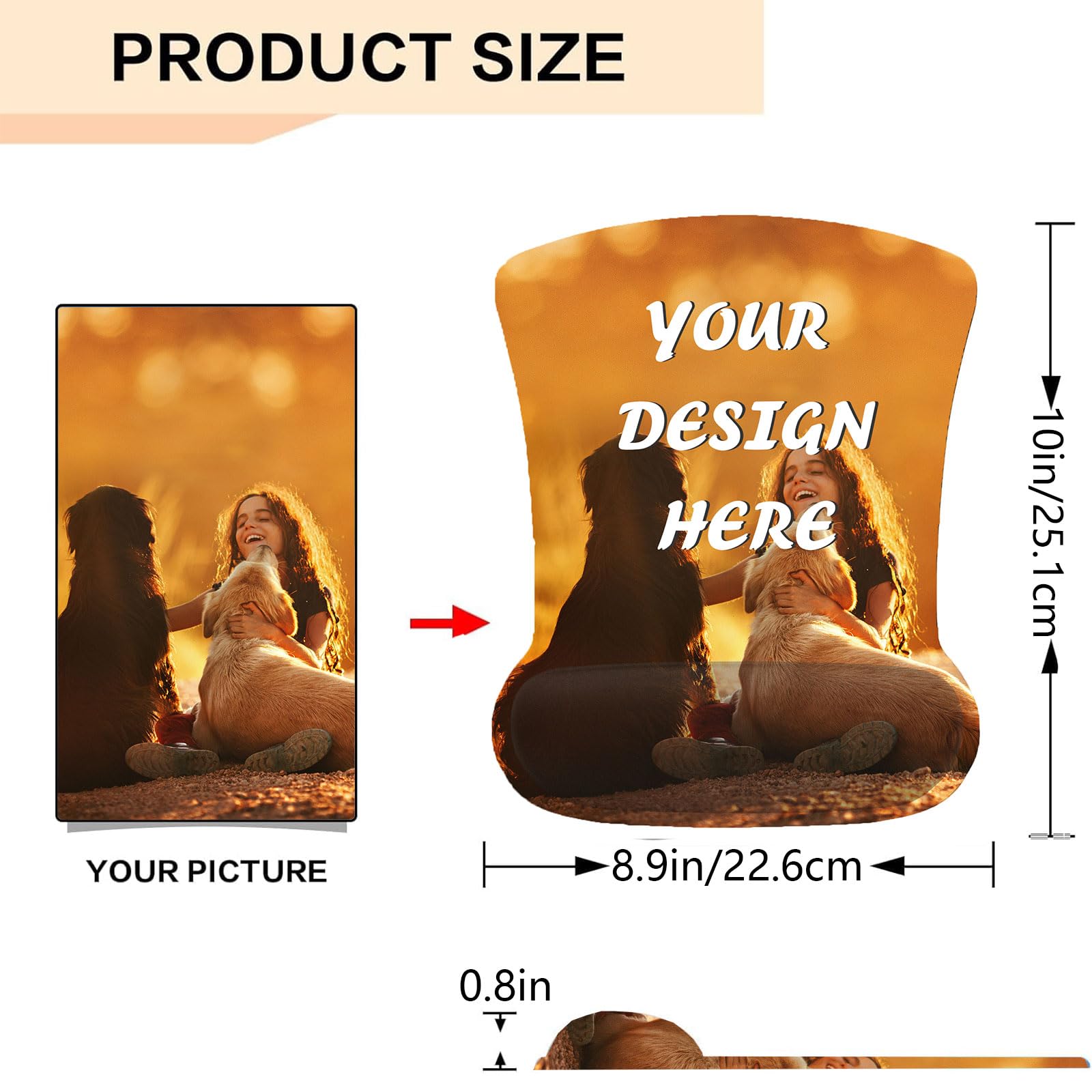 Custom Mouse Pad with Wrist Support，Ergonomic Personalized Mousepad,Add Personalized Photo & Text