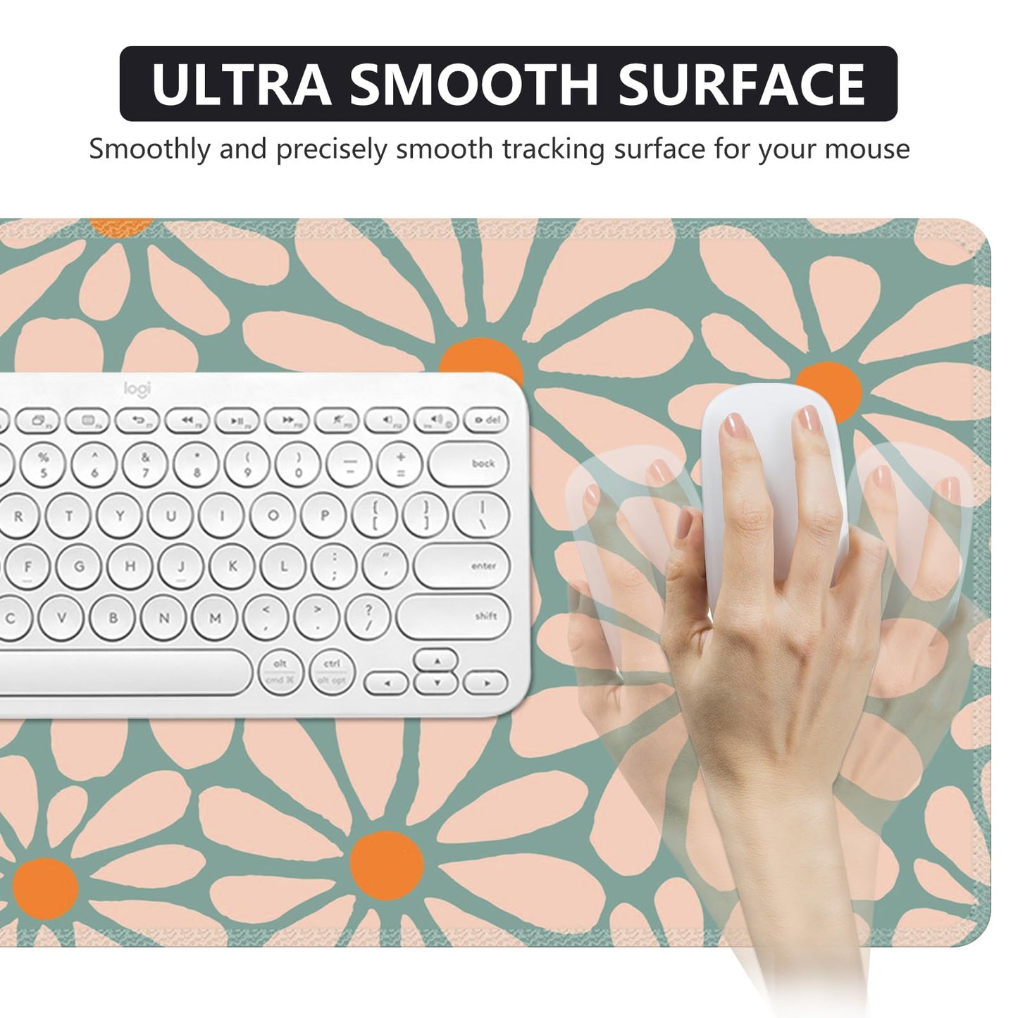 iCasso Desk Mat, Desk Matt for Desktop, Cute Desk Pad Mat, Green Floral