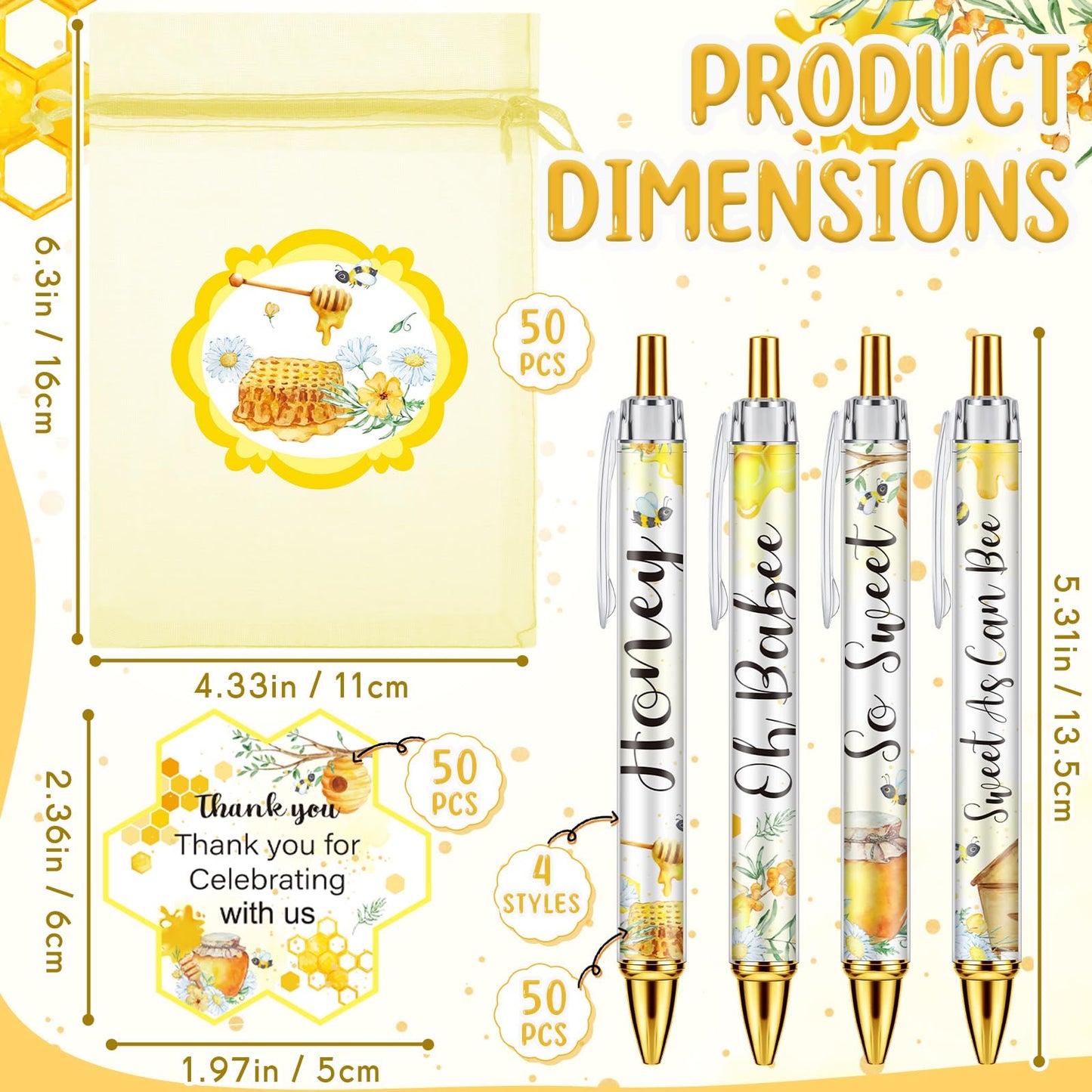 Chuangdi 50 Sets Baby Shower Favors Gifts for Guests Includes 50 Pcs Ballpoint Pens, Thank You
